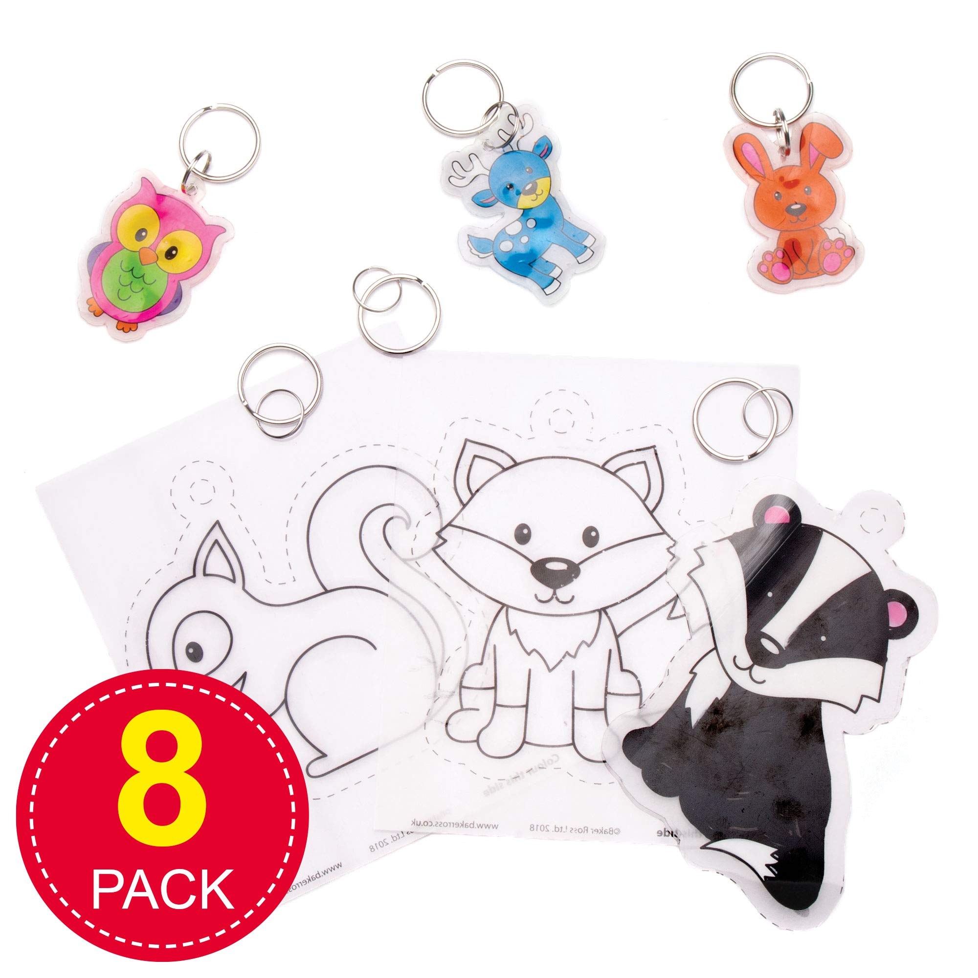 Baker Ross AW870 Woodland Animal Super Shrink Keyrings Craft Kit