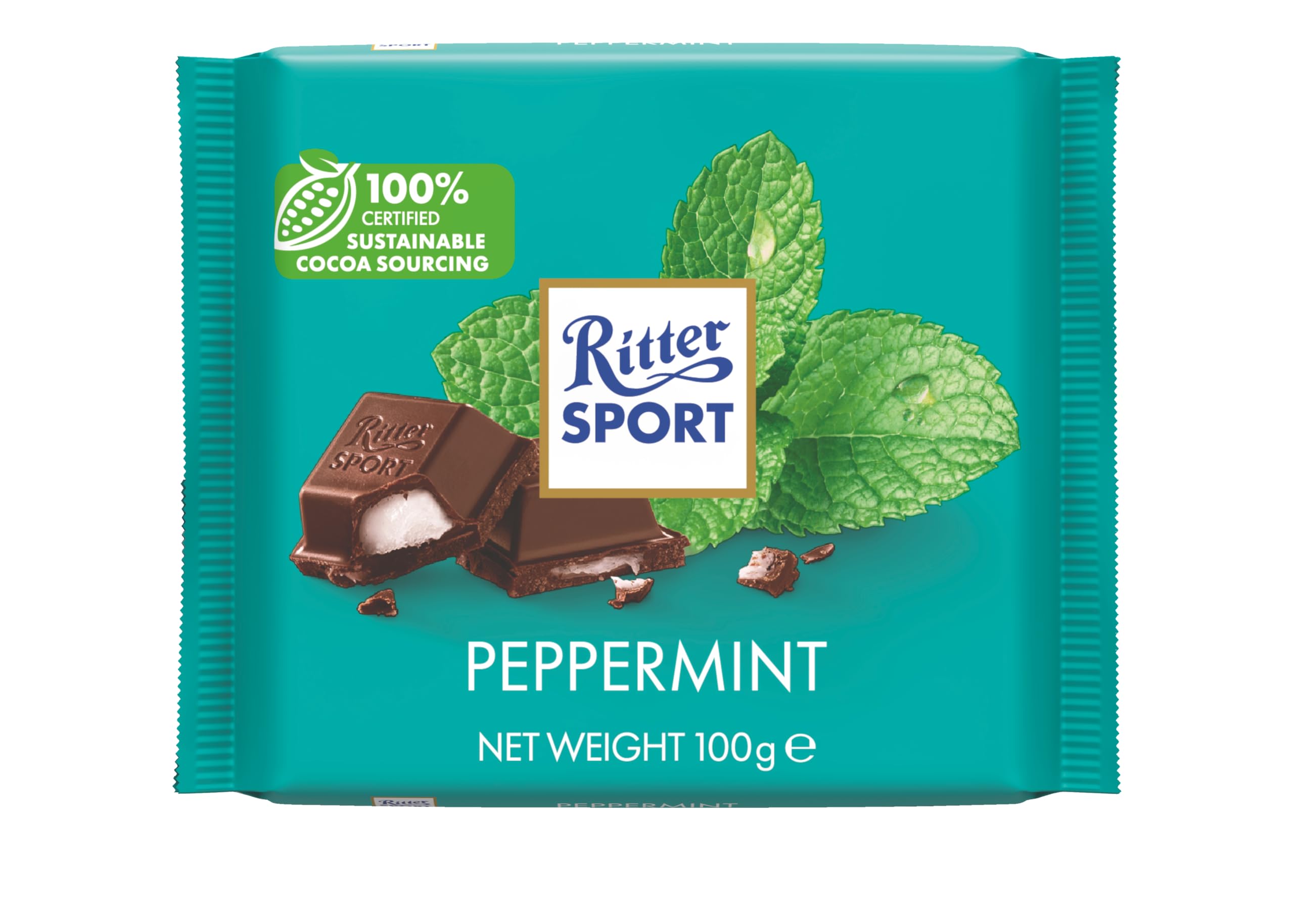 Ritter Sport Peppermint Dark Chocolate Bar - 100g