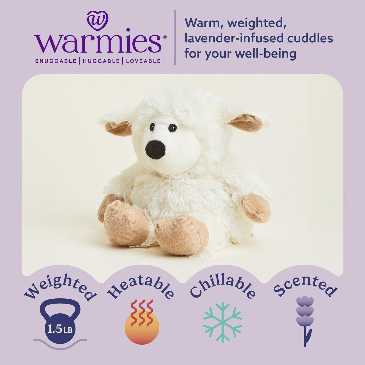 Warmies – 33 cm großes Schaf, mikrowellengeeignet, mit Lavendelduft