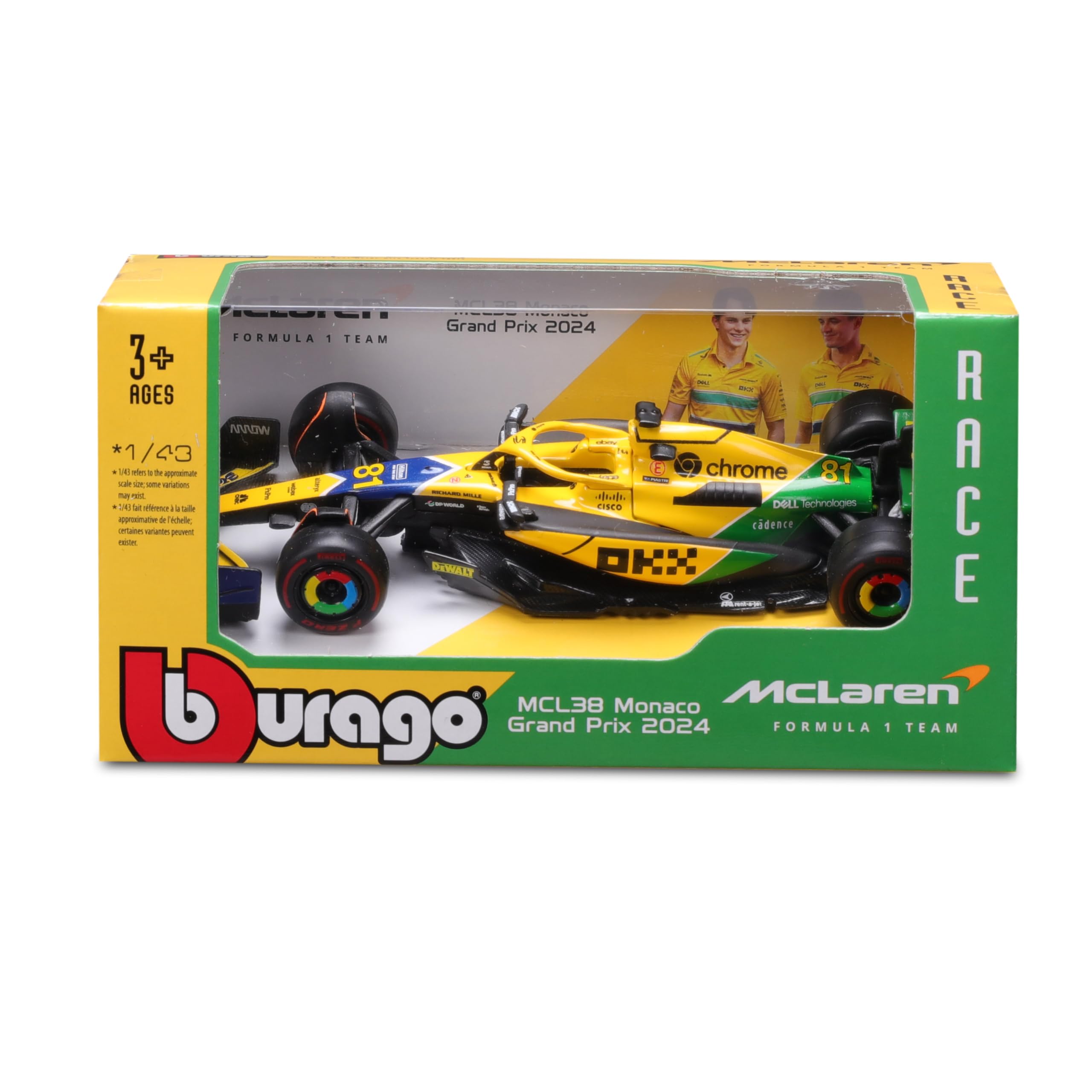 Bburago McLaren MCL38 F1 2024 Piastri Senna Livery Diecast Model Car 1:43 Scale 4