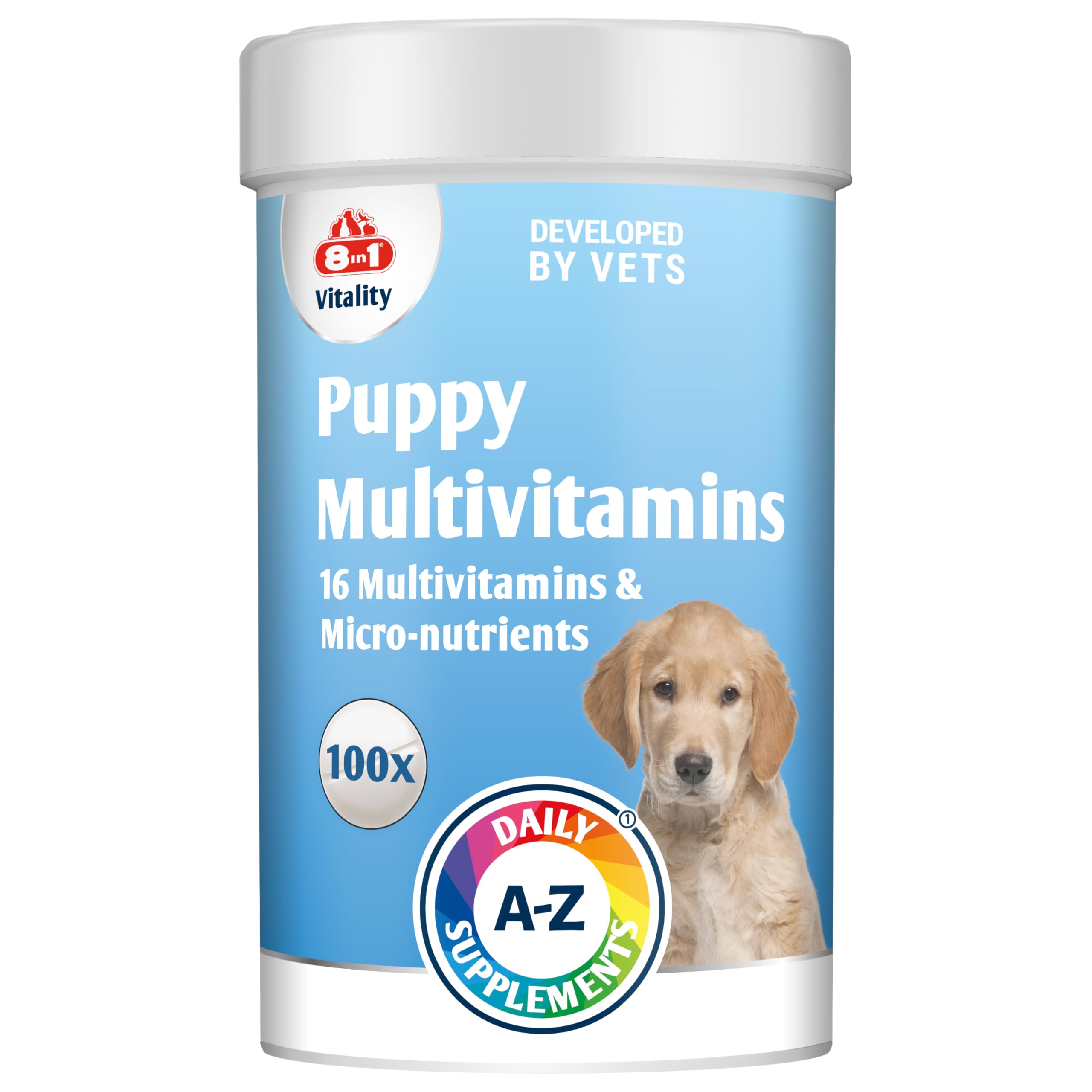8in1 Puppy Multivitamins Nutritional Supplement - 11 Vitamins & 5 Minerals for Healthy Growth | 100 Tablets