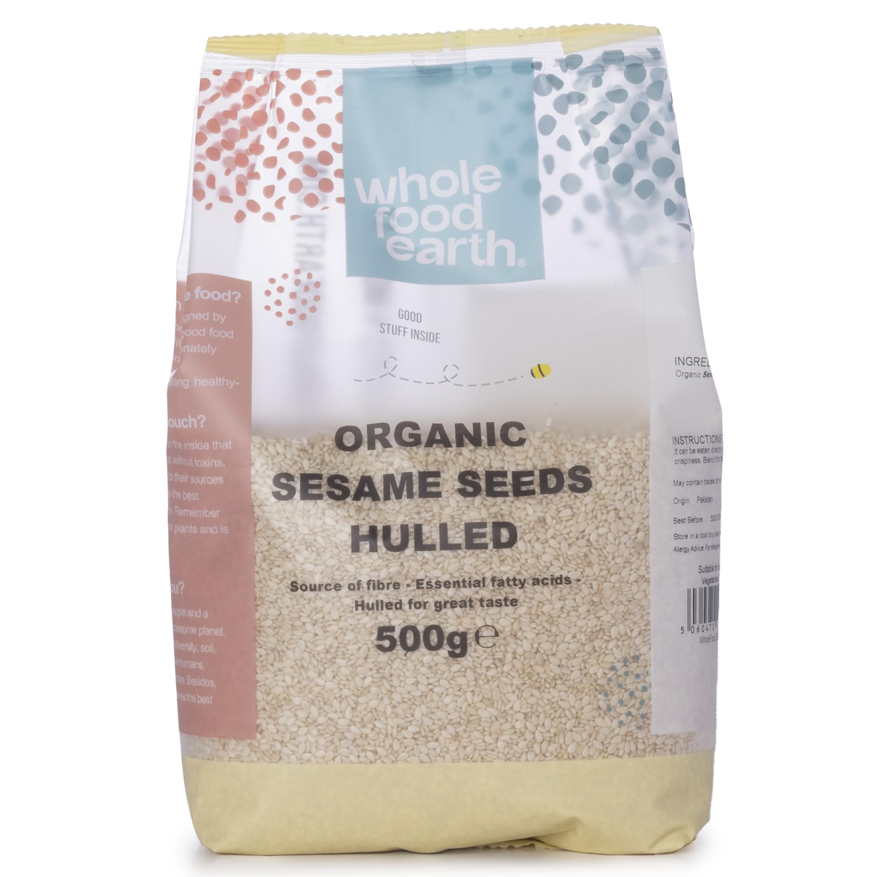 Wholefood Earth Organic Hulled Sesame Seeds - Raw, GMO Free, Vegan | 500g