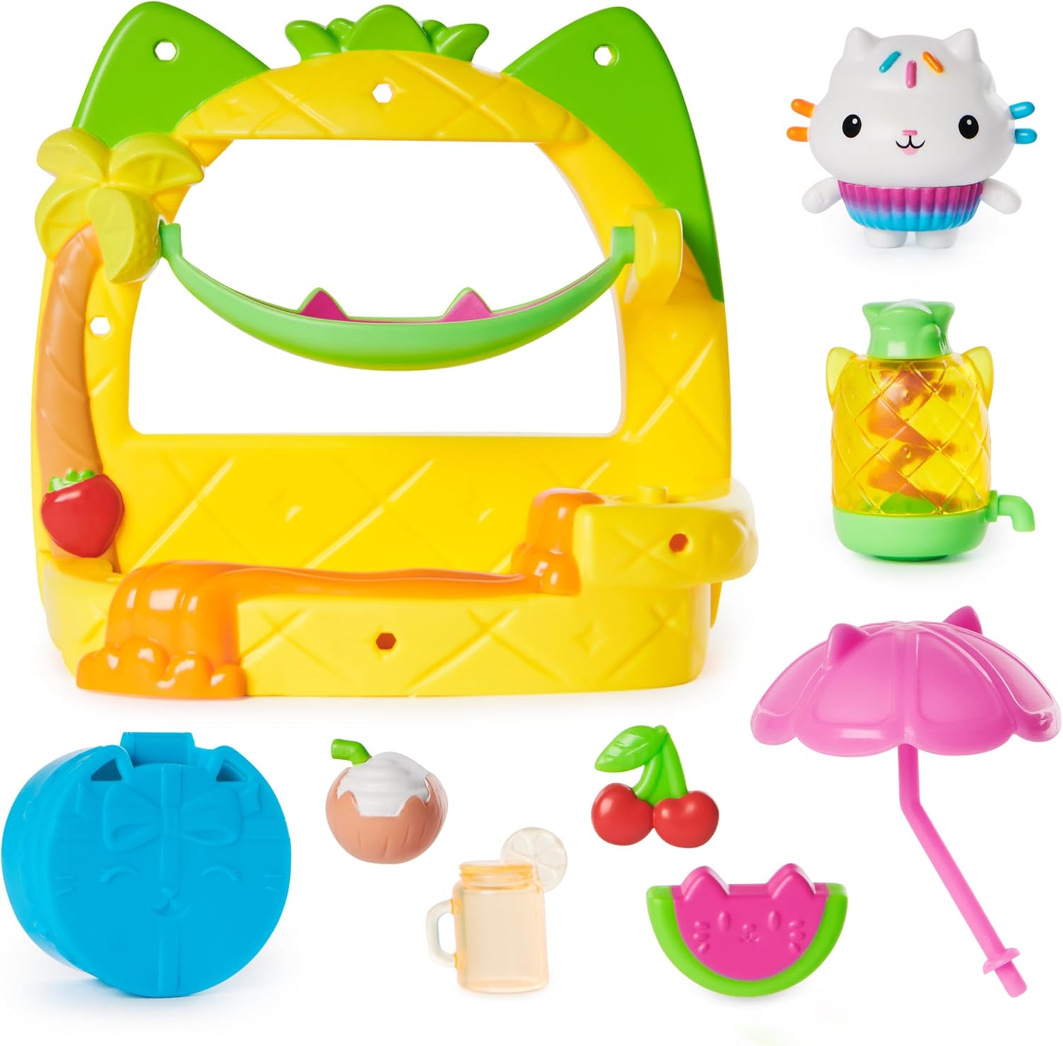 Gabby's Dollhouse Cakey’s Fruit Smoothie Balcony Playset - 8-Piece Dollhouse Toy with Cakey Cat Figure