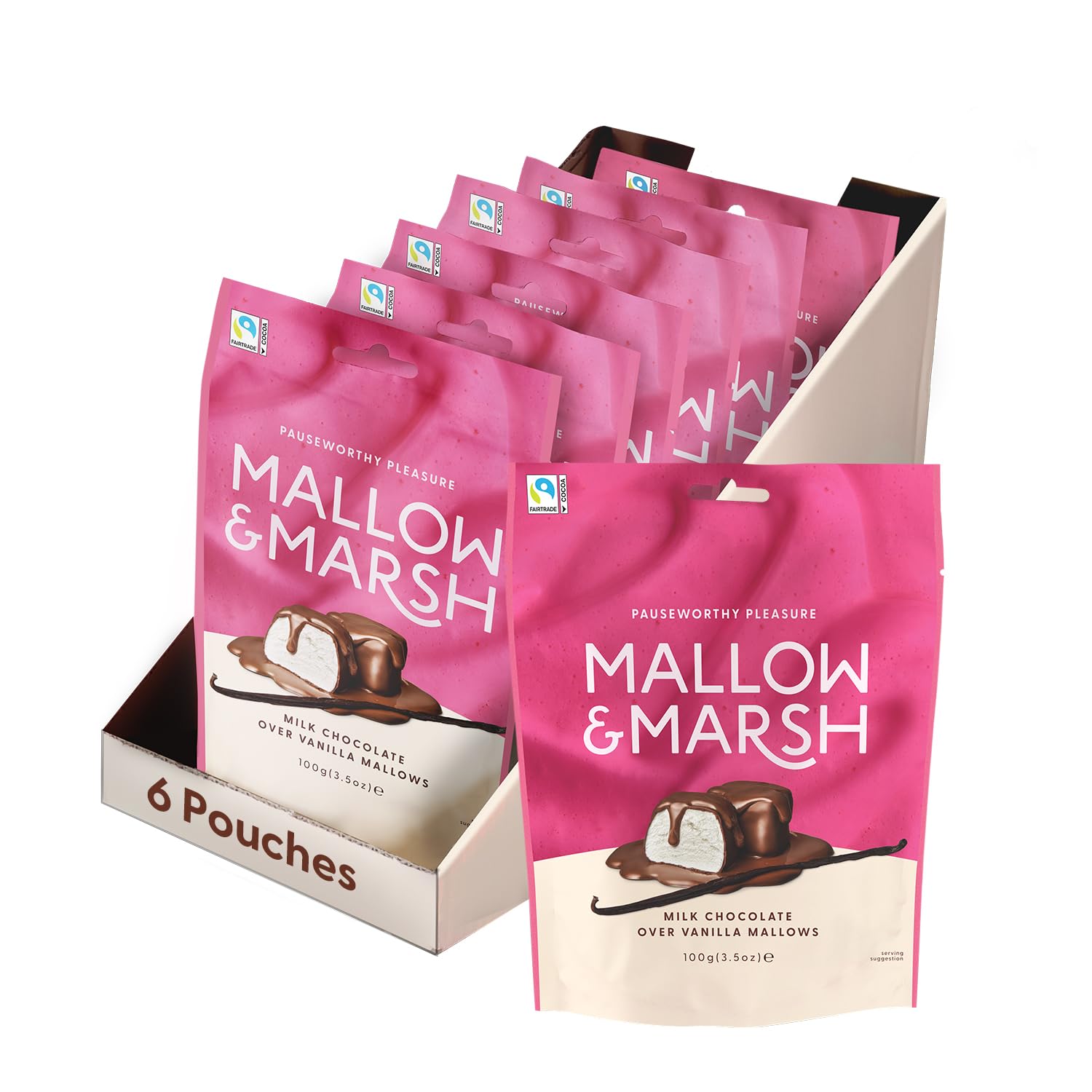 Mallow & Marsh Vanilla Marshmallow Bites Coated in Belgian Milk Chocolate - 600g Sharing Bag 1