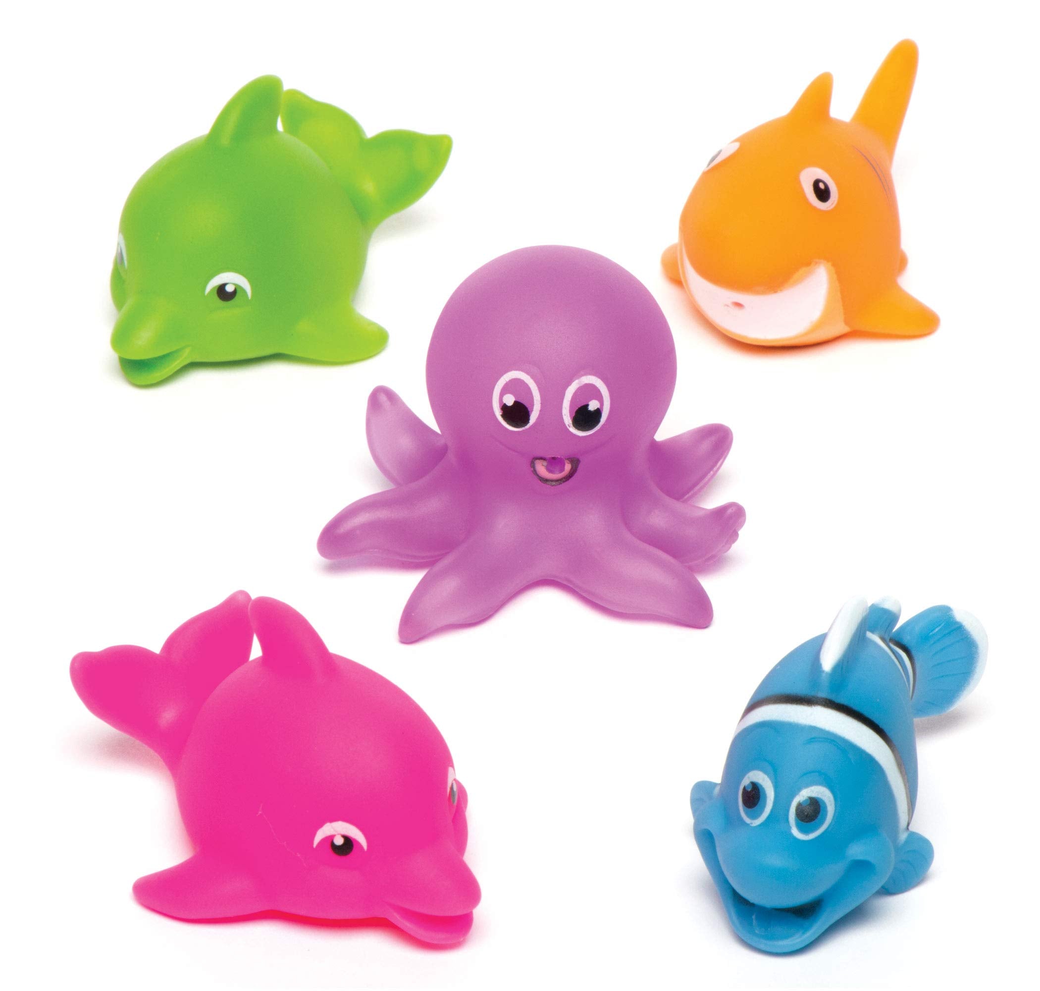 Baker Ross Sealife Squirters - Soft Rubber Bath Toys for Kids | Pack of 5 | Ages 3+
