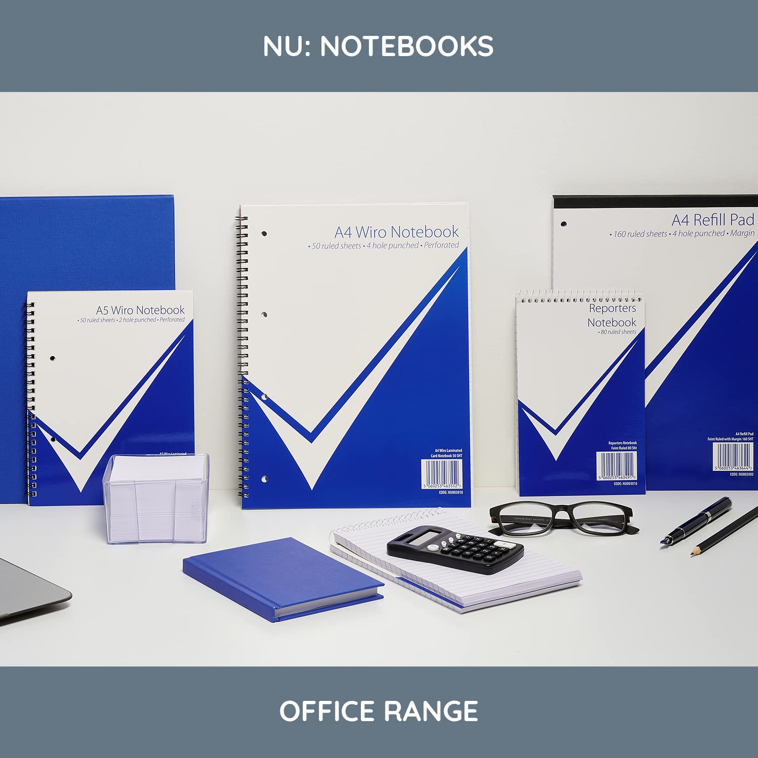 nu: Office Value A5 Casebound Manuscript Notebook - Blue | 192 Pages | 70gsm Feint Ruled Paper 5