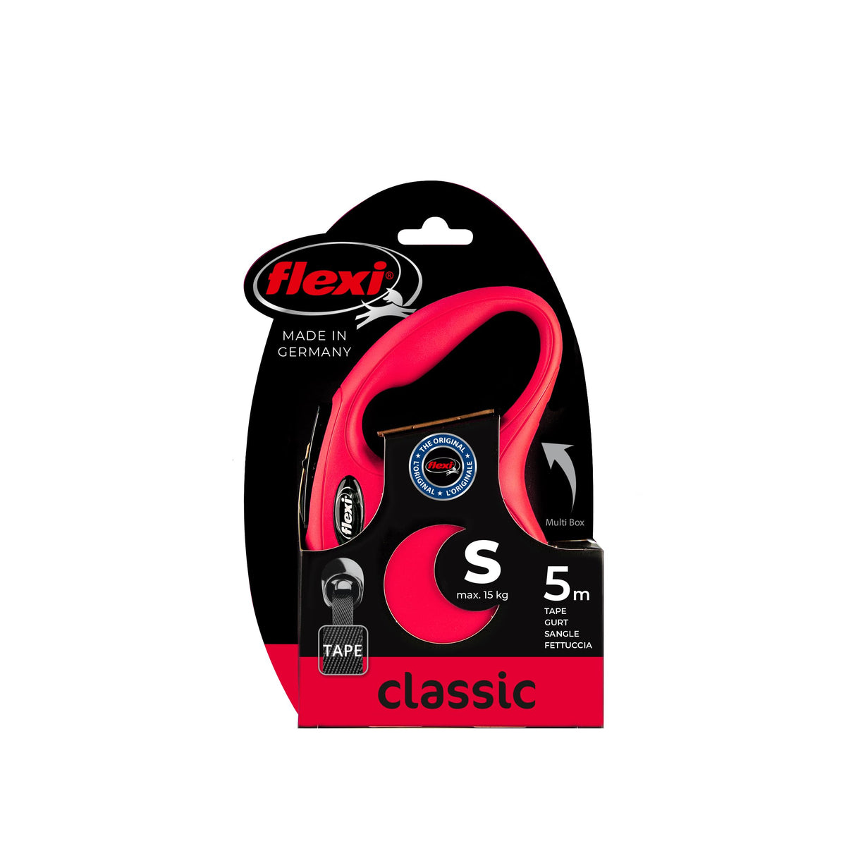 flexi New Classic Retractable Lead Tape - Small, 5 m, Red