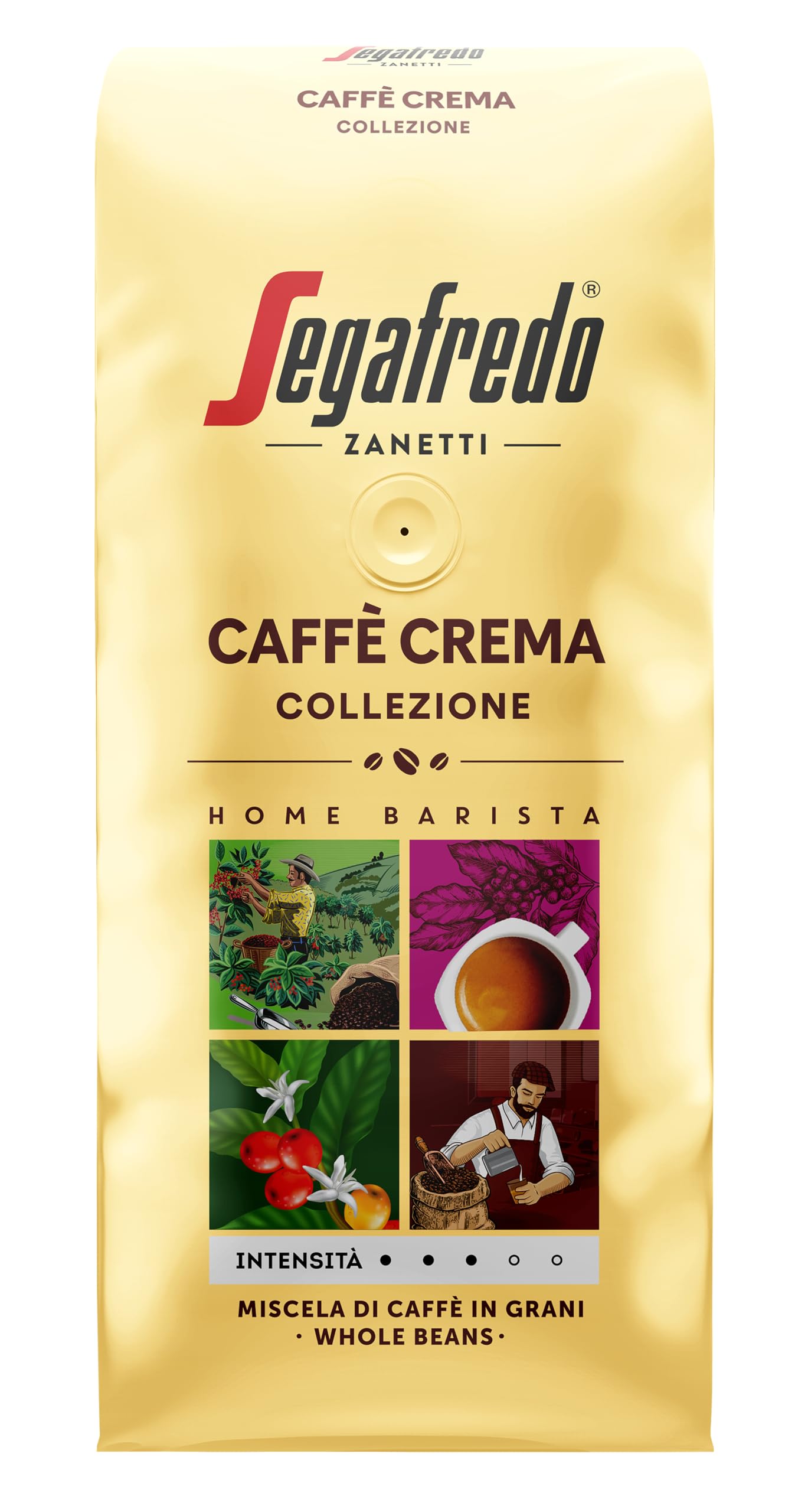 Segafredo Zanetti Caffè Crema Collezione Roasted Whole Coffee Beans 1kg Pack