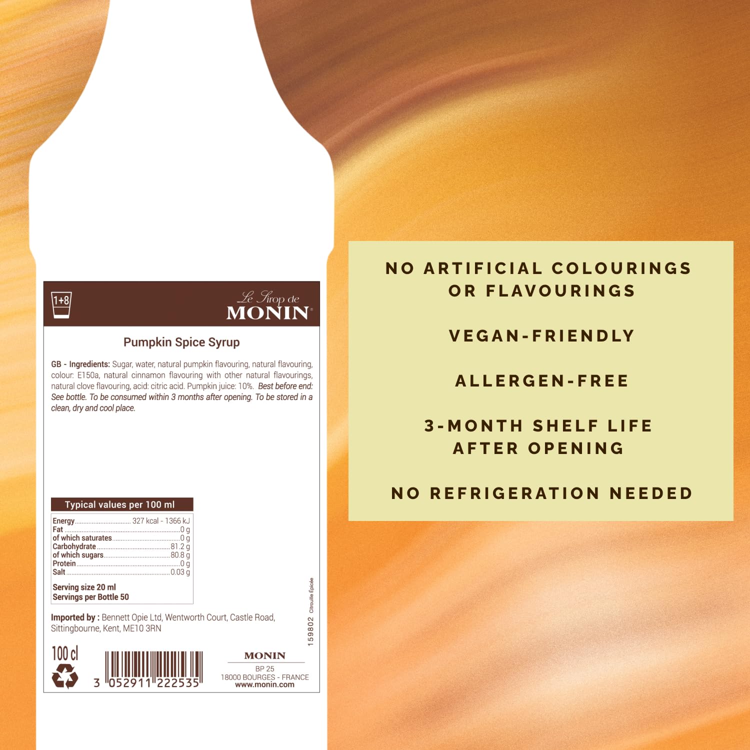 Monin - Pumpkin Spice Syrup 1L 11