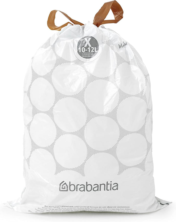 Brabantia PerfectFit Bin Liners Multipack - Size X (10-12 Litre) - Extra Strong Plastic with Tie-Tape