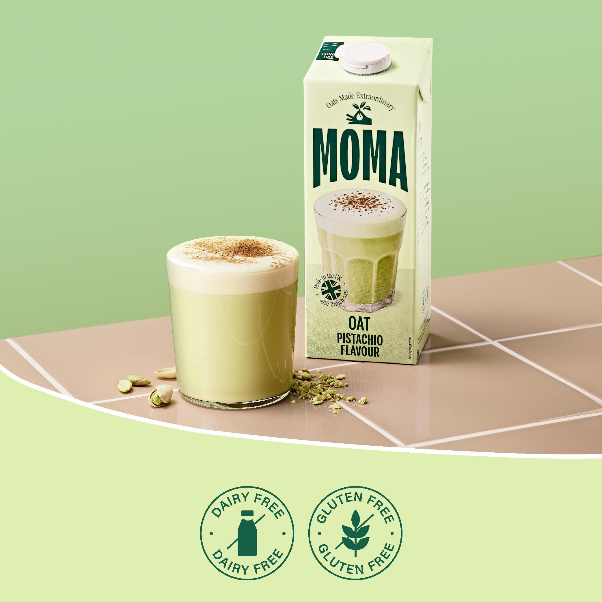 MOMA Pistachio Flavoured Oat Drink - 1L - Plant Based & Vegan - Not From Concentrate 14