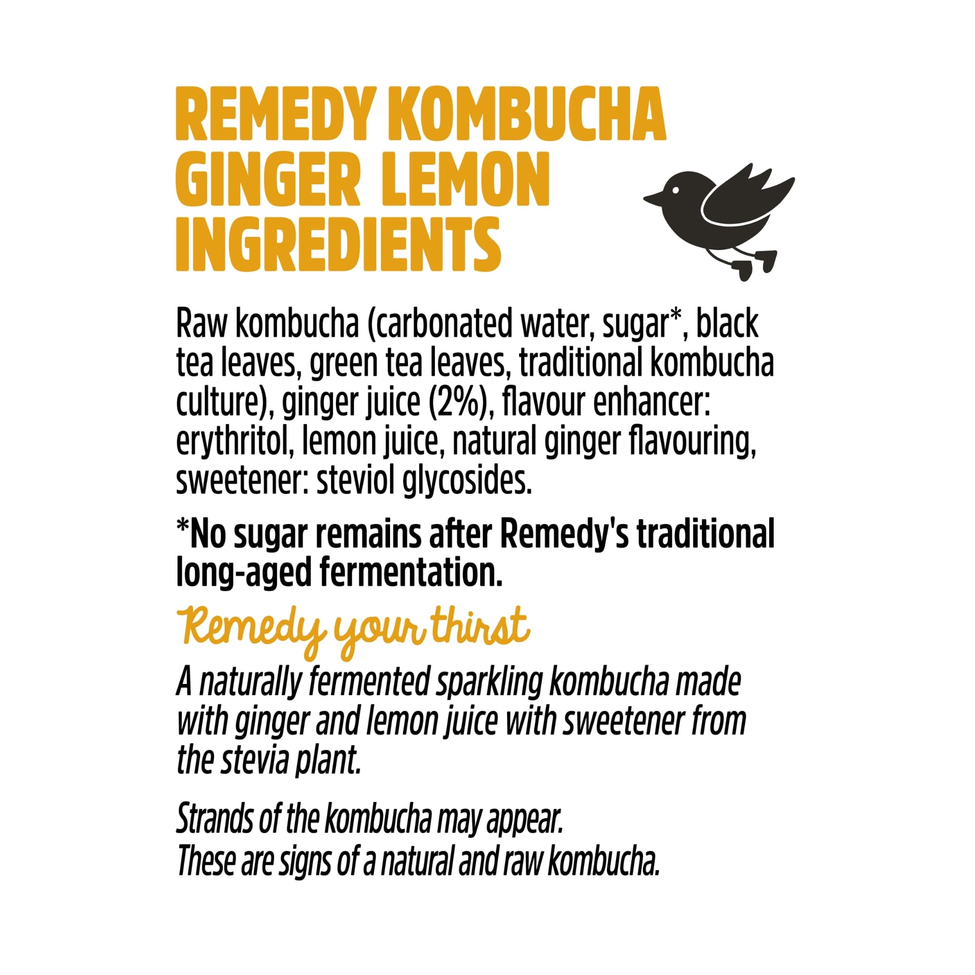 Remedy Drinks Kombucha Tea - Ginger Lemon Sparkling Live Cultured | 1 x 1L 4