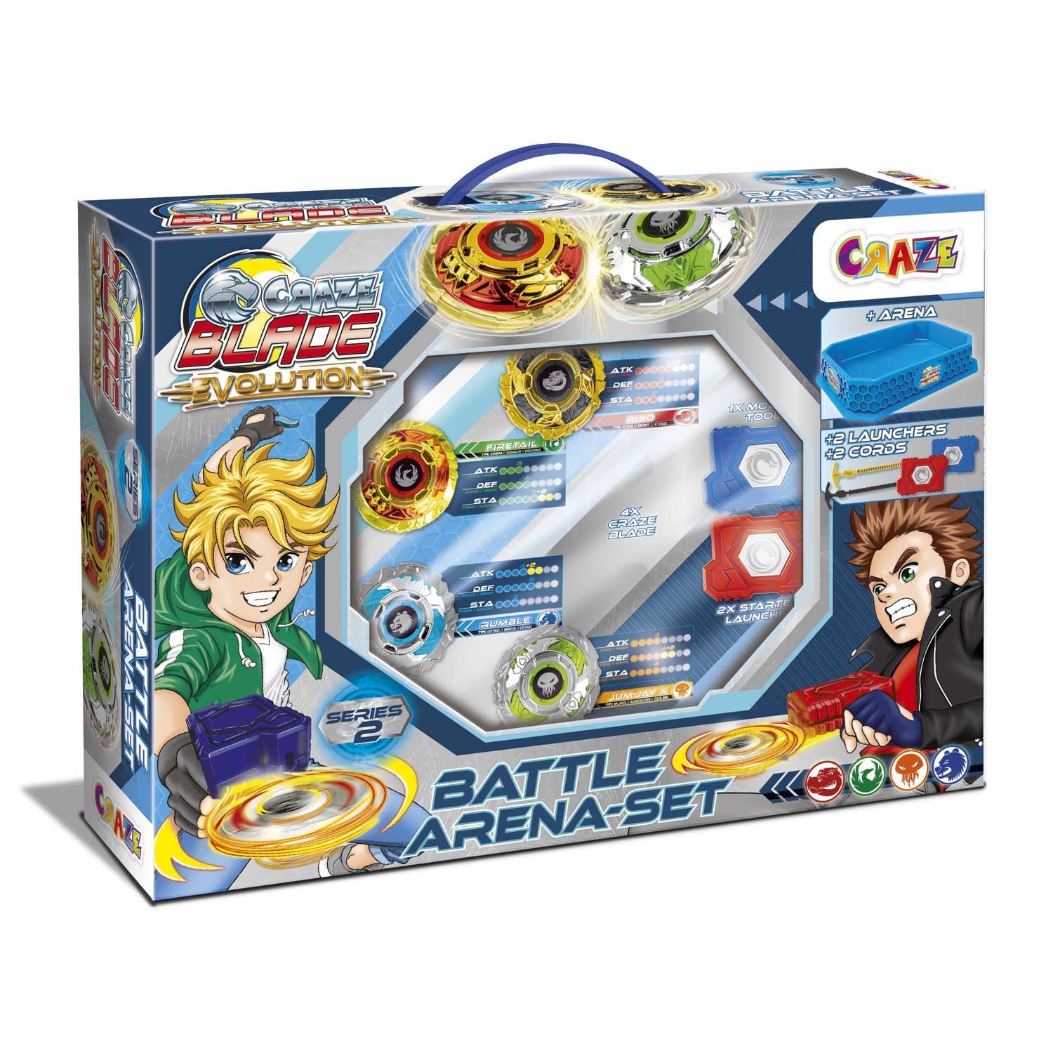 CRAZE Blade XXL Battle Set - 4 Metal Spinning Tops with Launchers | Customizable Tips | Unisex 8+