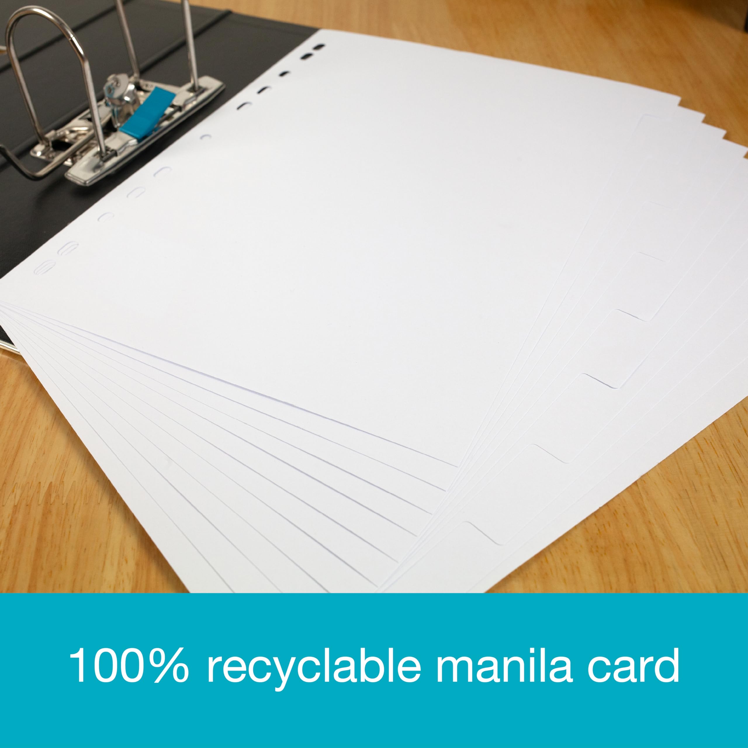 Elba A4 10 Part Card Dividers - White | Durable 160 gsm Cardstock | 10-Hole Punched 6