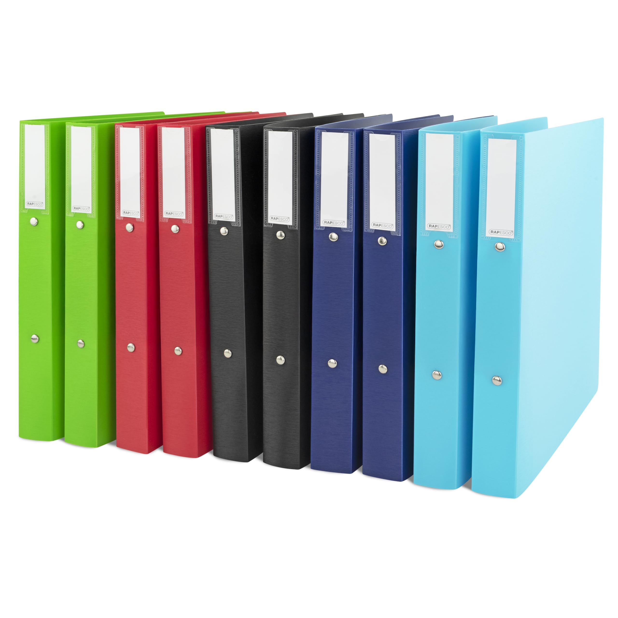 Rapesco 1826 ECO 2-Ring O-Ring Binder - 38mm Spine, A4, Assorted Colours, Pack of 10 1