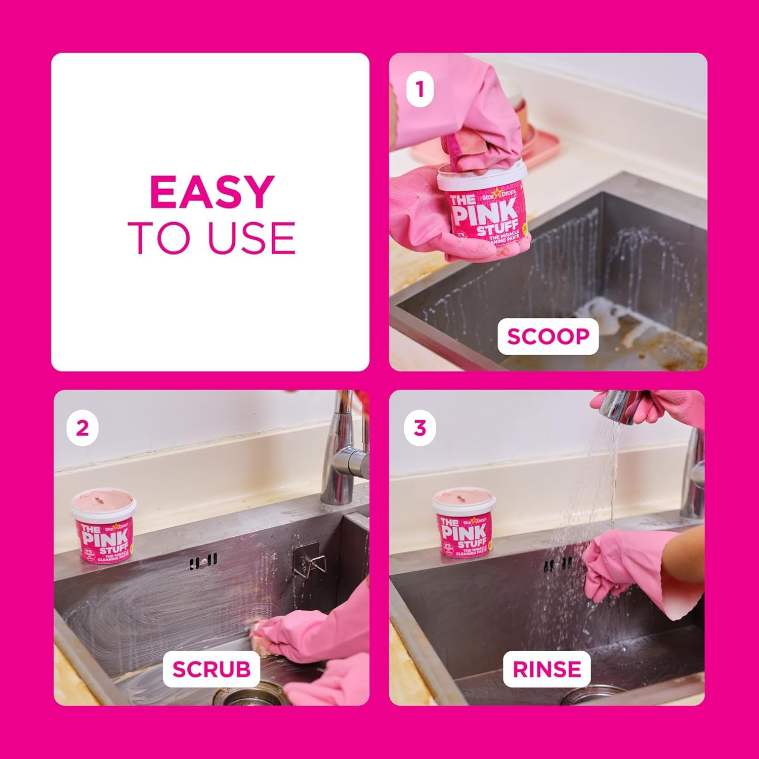 Stardrops The Pink Stuff Miracle Cleaning Paste - Tough on Stains | 850g Tub | Vegan Formula 5
