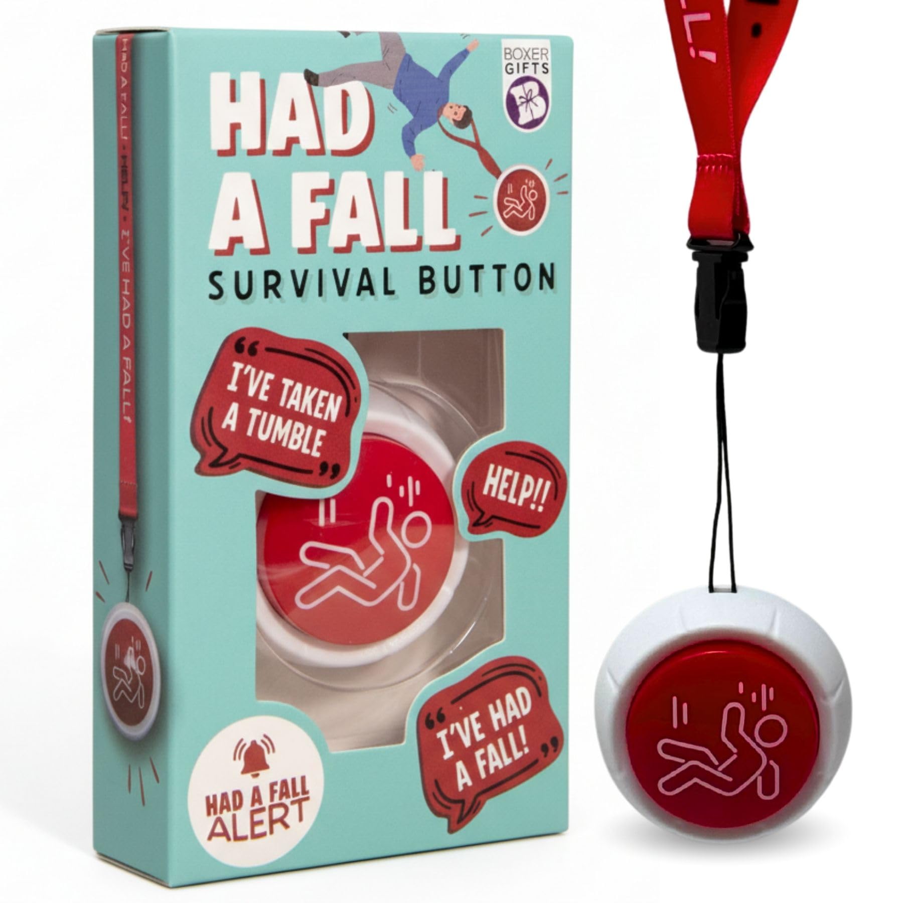 Boxer Gifts Had a Fall Survival Button - Gag Toy | Multicolor Plastic | Unisex Adult