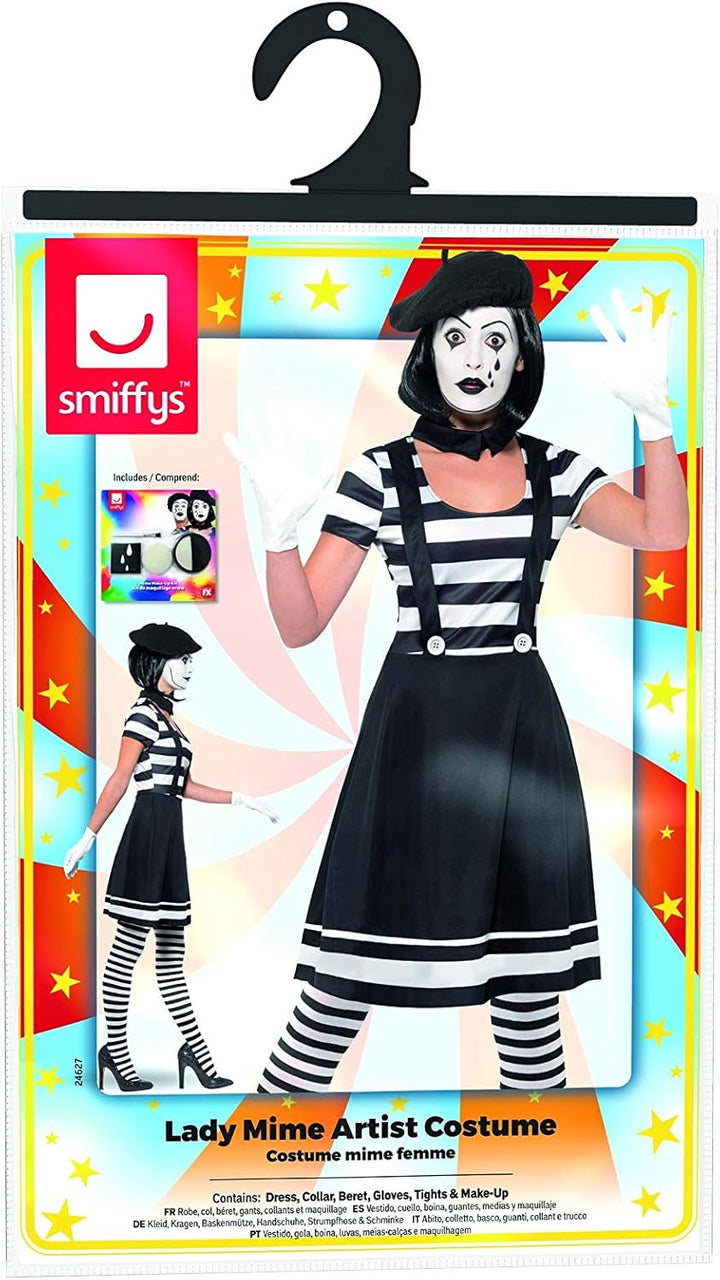 Smiffys Lady Mime Artist Costume - Adult Women's Size 12-14 (24627S)