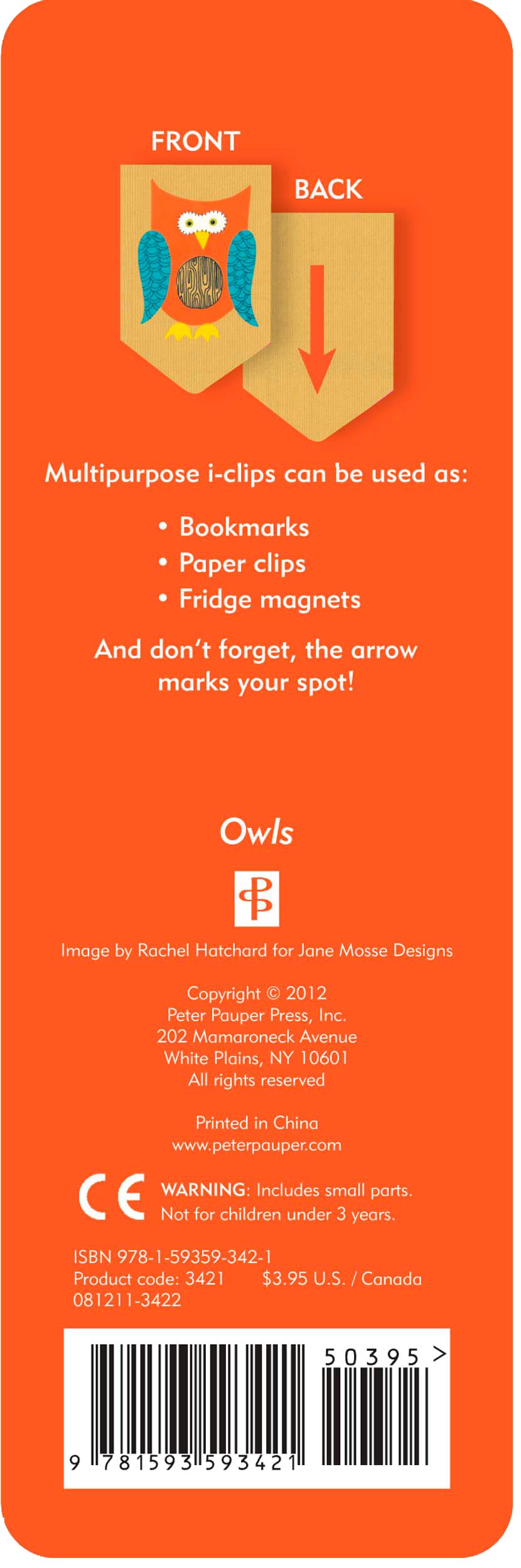 Peter Pauper Press Owls i-clip Magnetic Page Markers - Set of 8 | Folding Magnet Bookmark | 3/4 in x 1 in