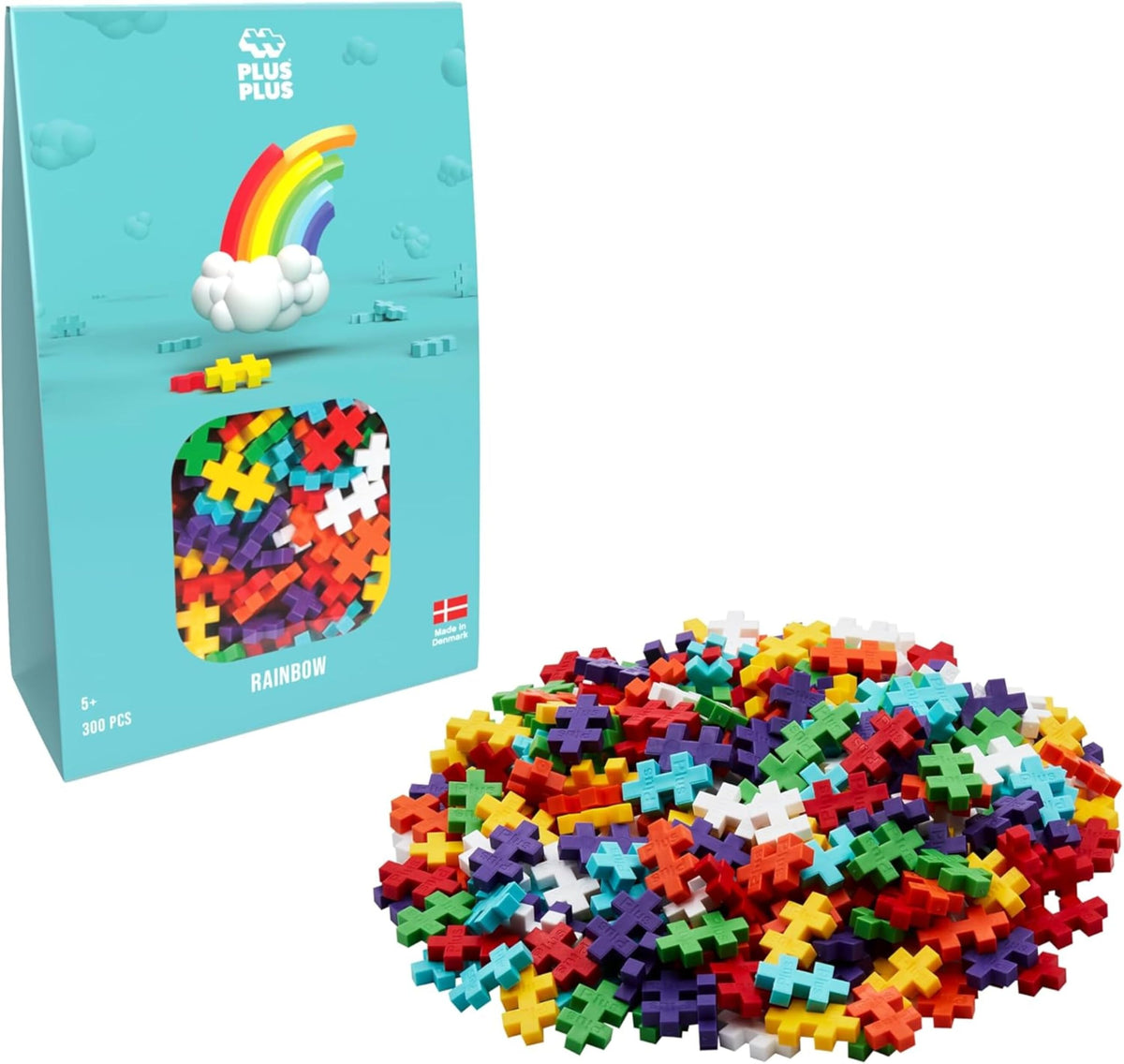 PLUS PLUS Building Blocks Toy - 300 Pieces, Rainbow Colors, Ages 5+