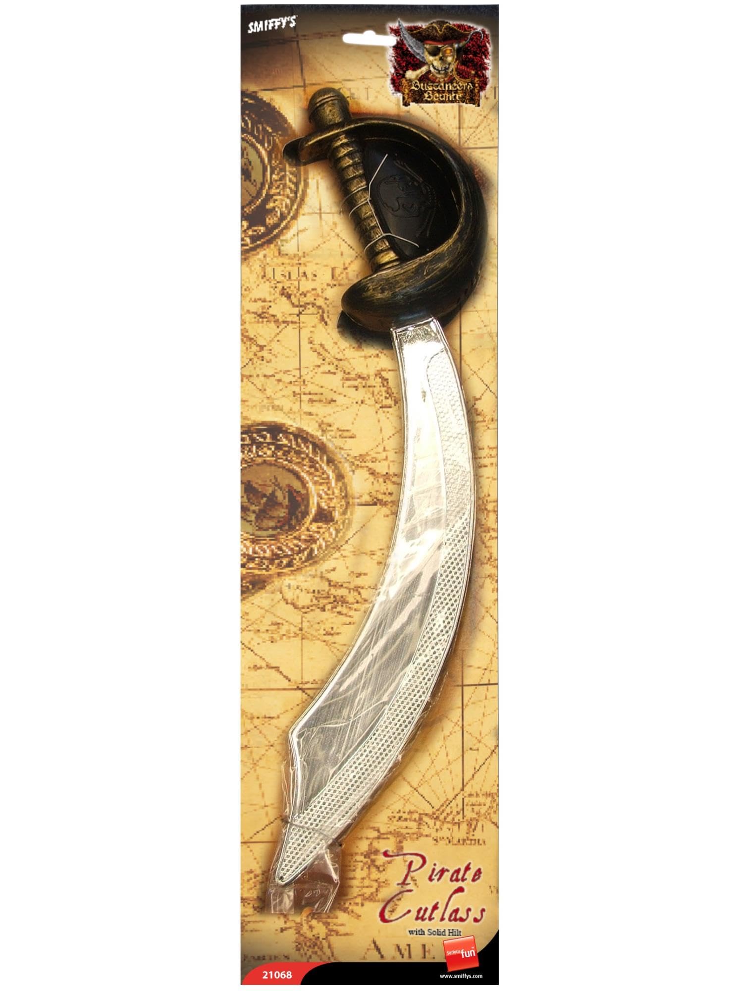 Smiffys Pirate Sword & Eyepatch Set - Silver Cutlass, 46cm | Plastic | Kid 1