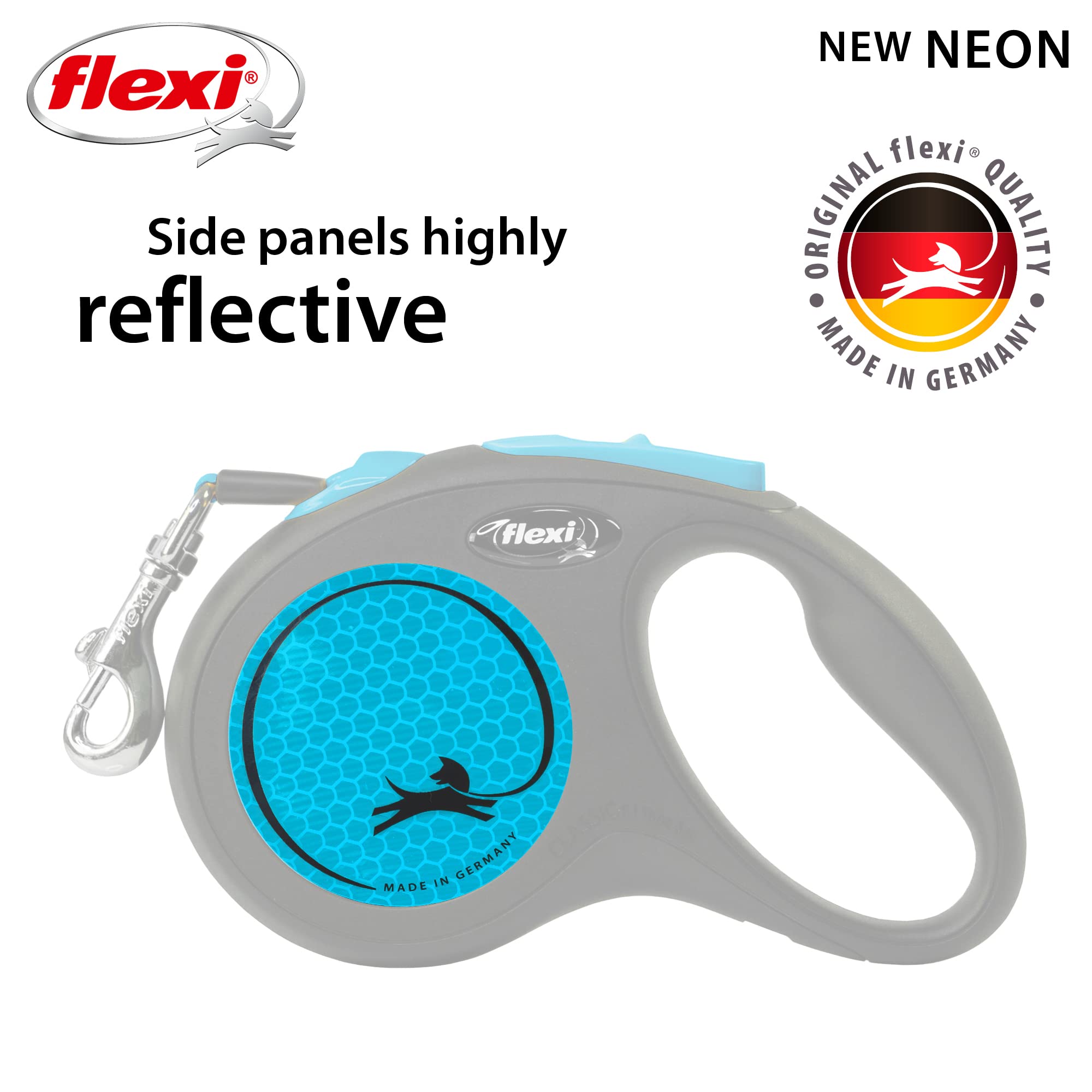 flexi Neon S Retractable Tape Leash - 5m, Up to 15kg | Blue 3