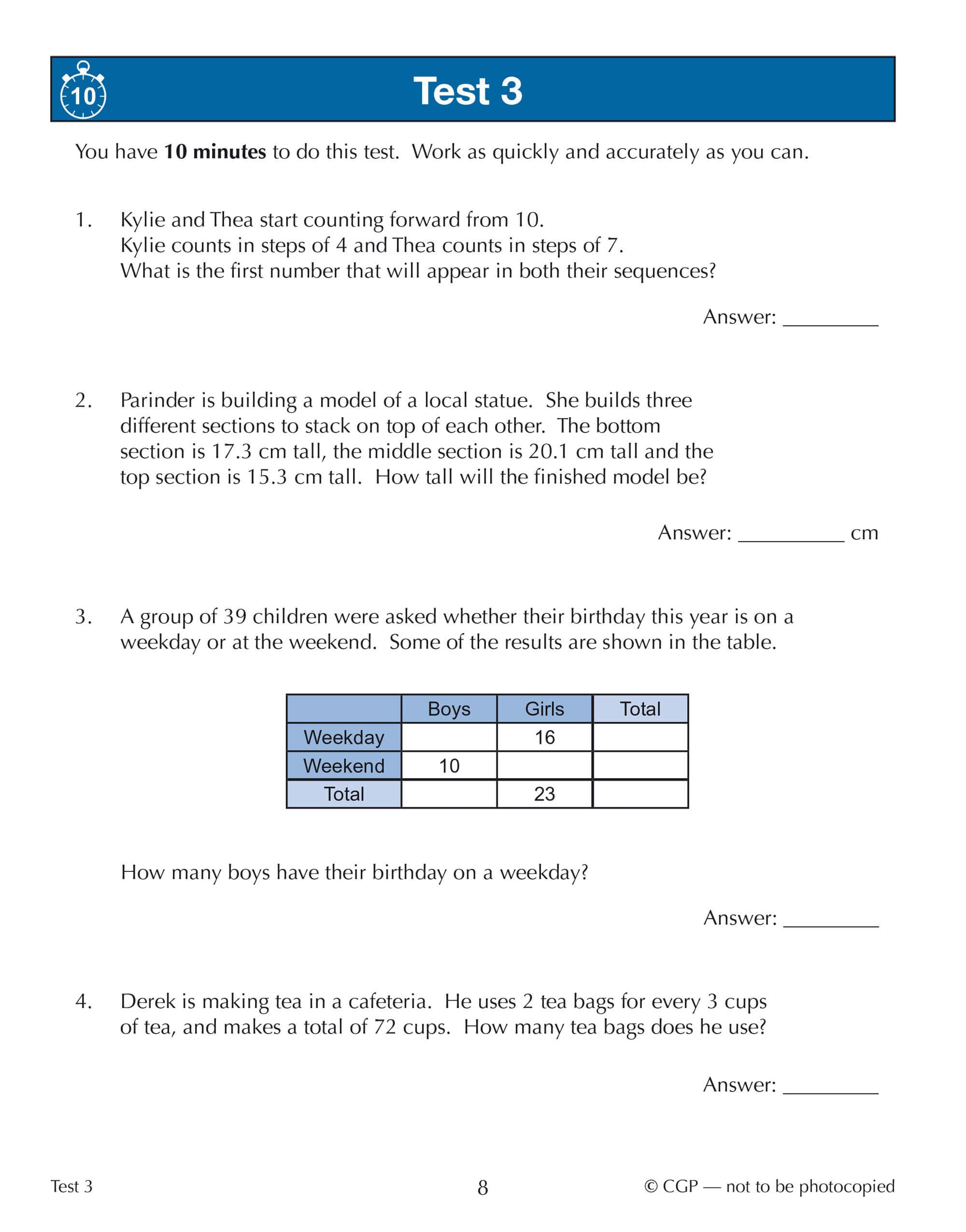 CGP 11+ GL 10-Minute Tests: Maths Word Problems for Ages 10-11 (2022 Tests) | Paperback