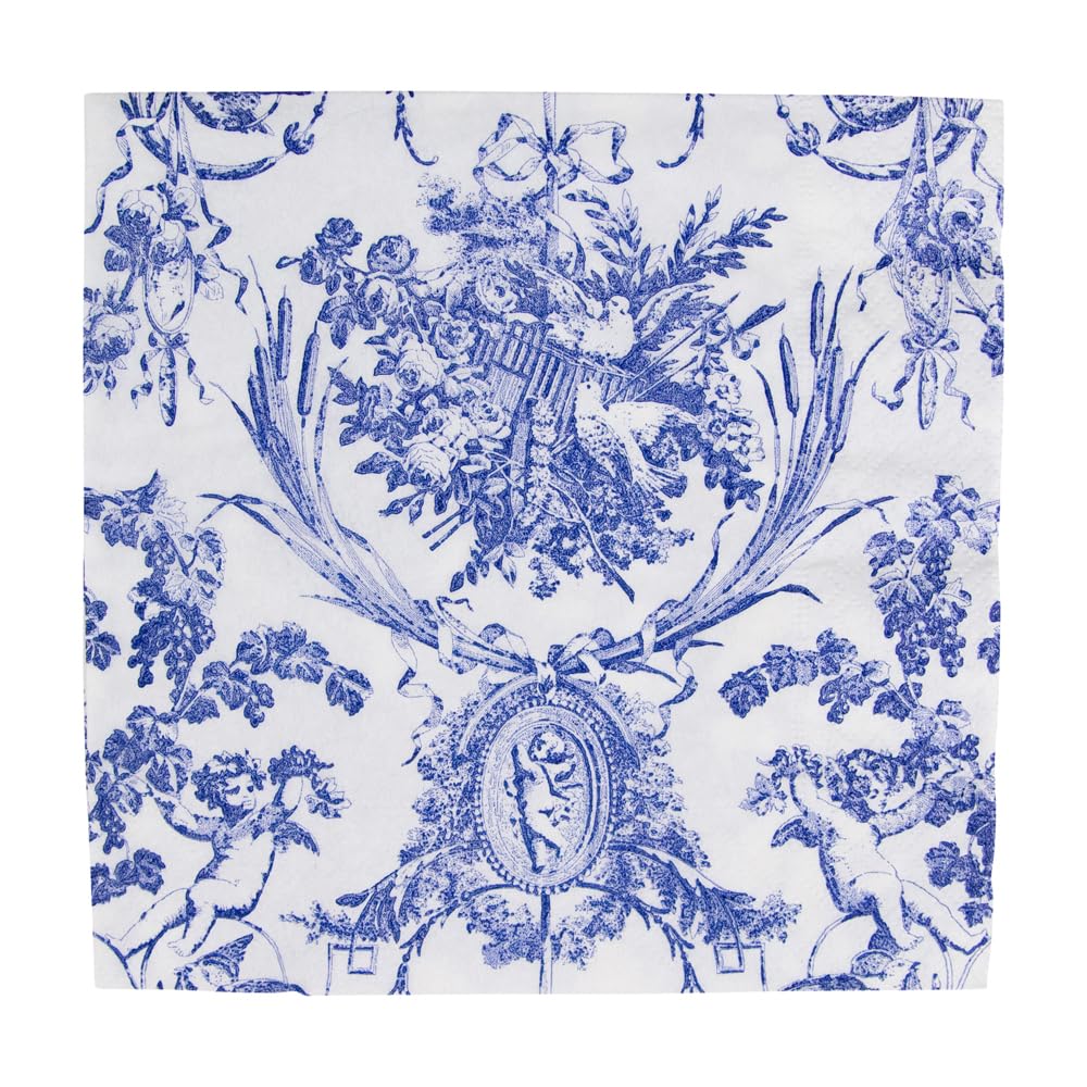 Caspari Romantic Toile Blue Luncheon Napkins - 20 Pack 4