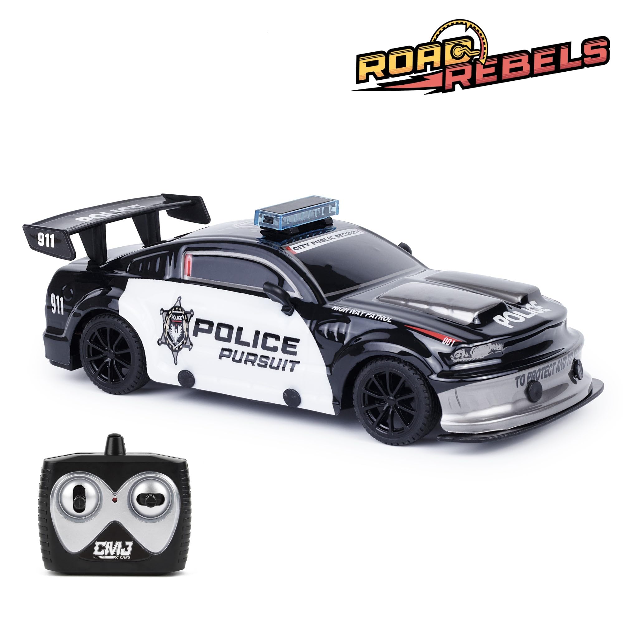 CMJ RC Cars Road Rebel Police Pursuit 1:24 Scale Remote Control Car - 12KM/H Speed | 2.4GHz Frequency | Ages 3+ 6