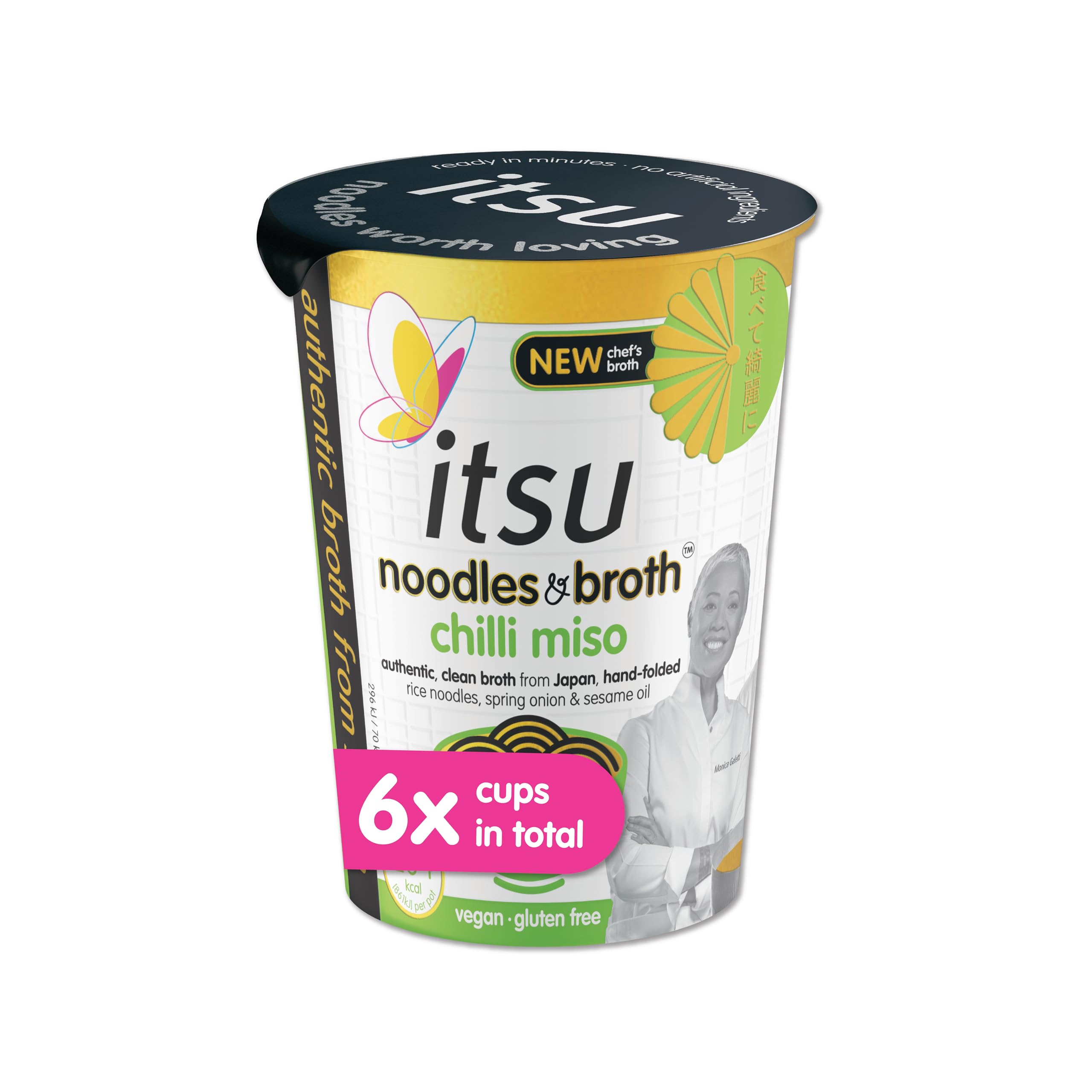 Itsu Chilli Miso Instant Noodles & Broth Pot 65g - Pack of 6 | Gluten Free | Vegan | Low Fat | 204 Calories | Hand-Folded Rice Noodles 7