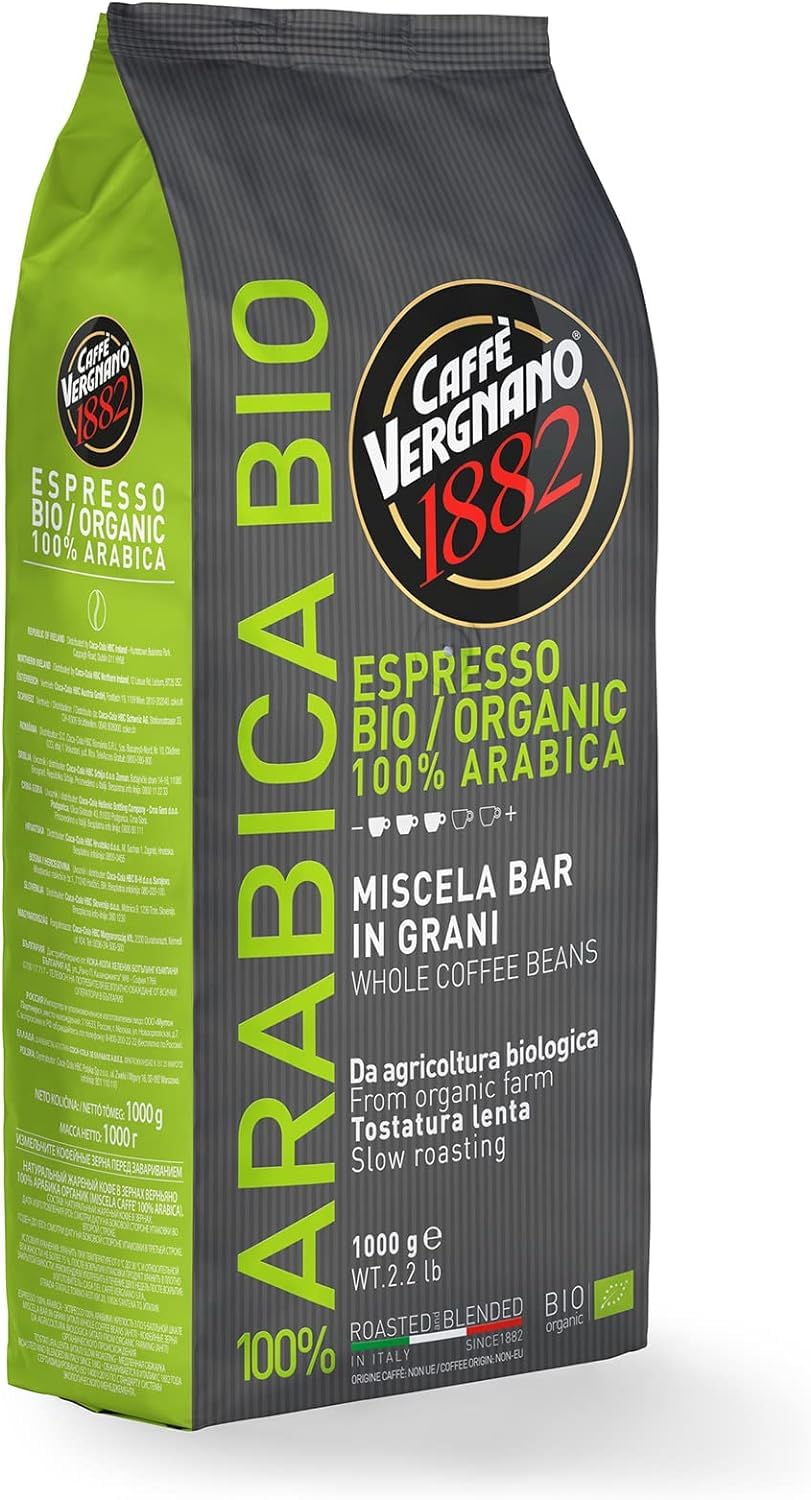 Caffè Vergnano 1882 100% Arabica Bio Whole Bean Roasted Coffee - 1 kg Pack 6