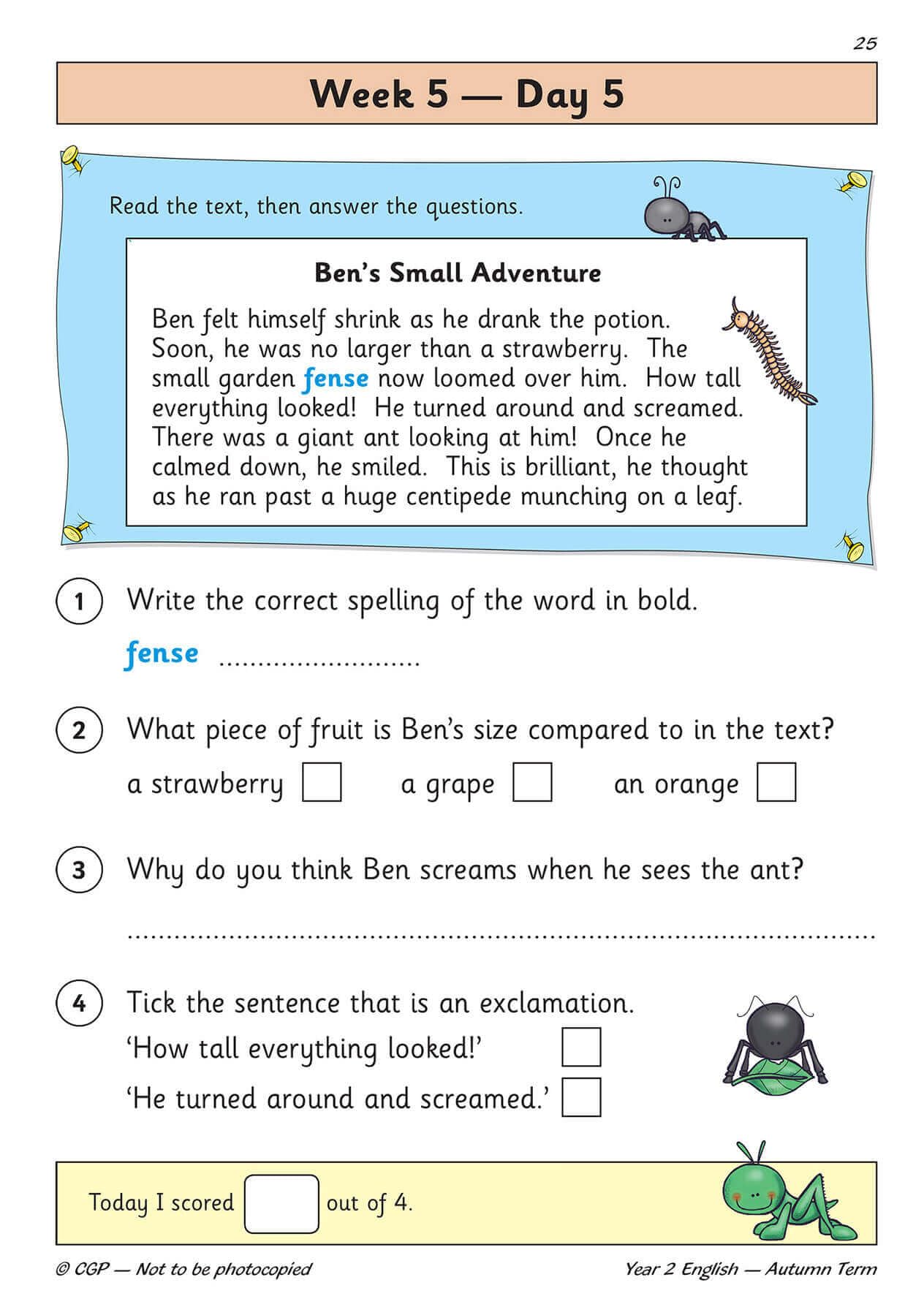 CGP Books New KS1 English Daily Practice Book - Year 2 Autumn Term | Ages 6-7 | 68 Pages 6