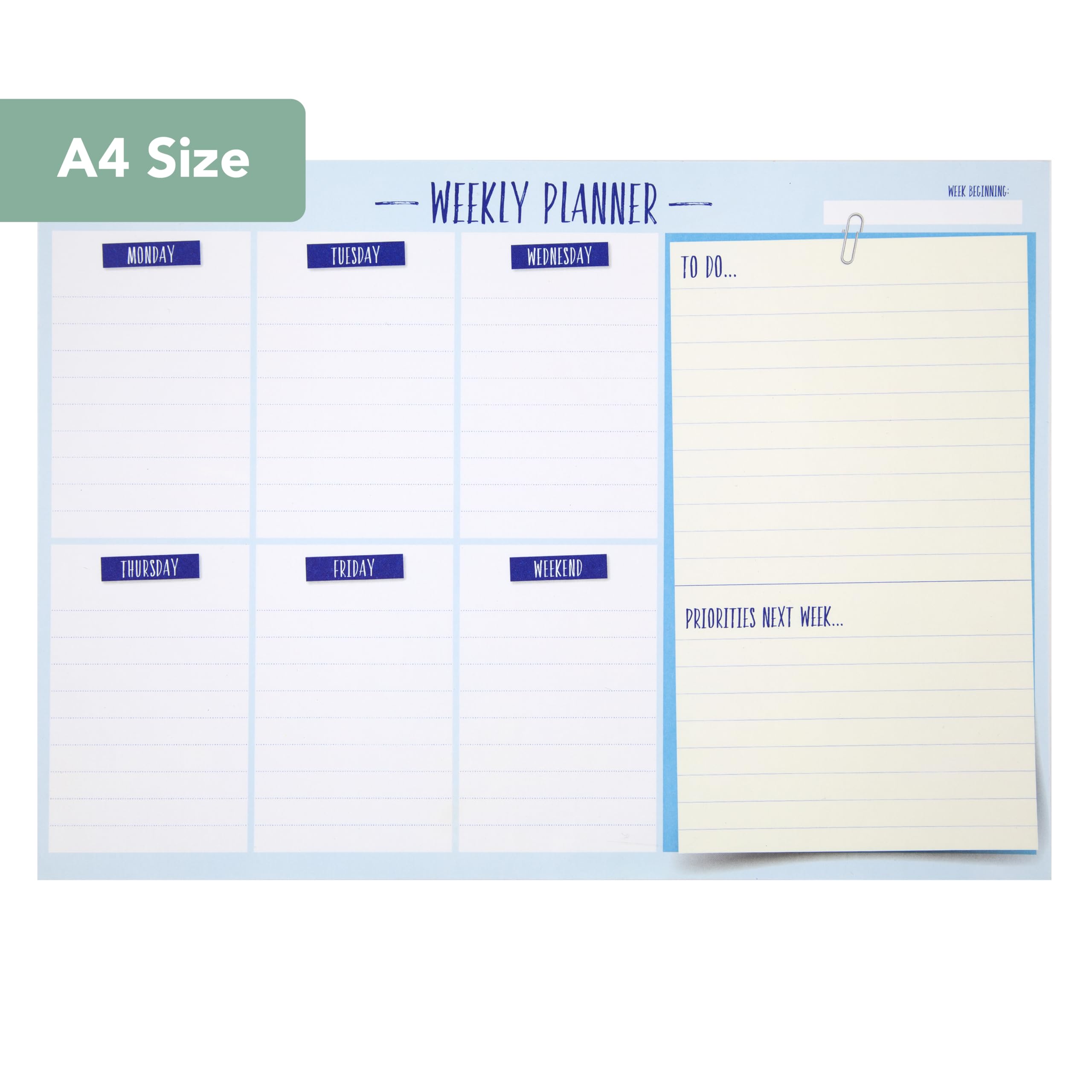 SUMMIT A4 Undated Weekly Desk Planner Pad - 52 Tear Off Pages | Organization Tool 2