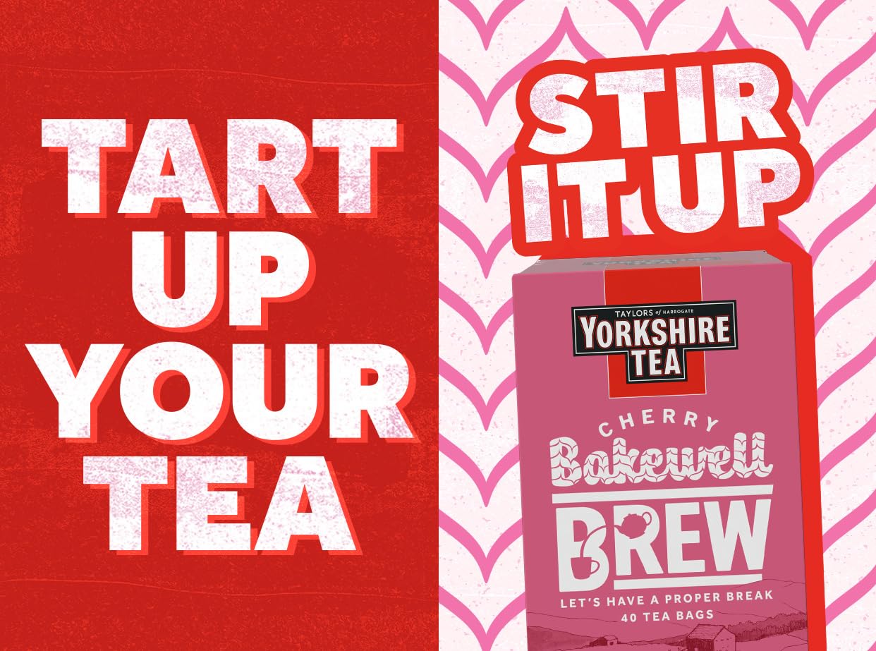 Yorkshire Tea - Cherry Bakewell Brew Flavoured Black Tea, 4 Boxes of 40 Tea Bags (160 Total) 5