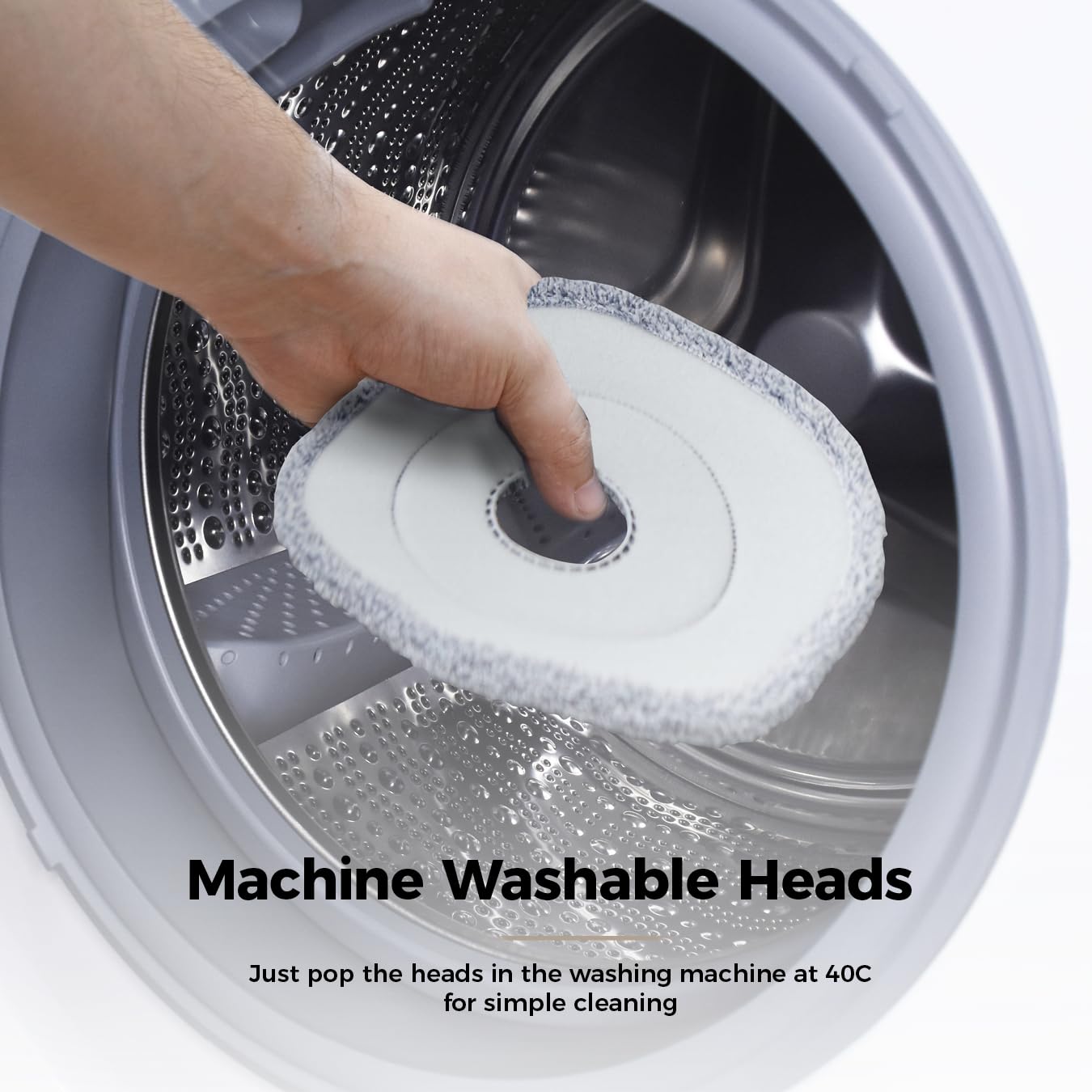 Tower Duo Compact Spin Mop & Bucket - Clean/Dirty Water Separation | 2 Microfibre Pads | Latte & Grey 7
