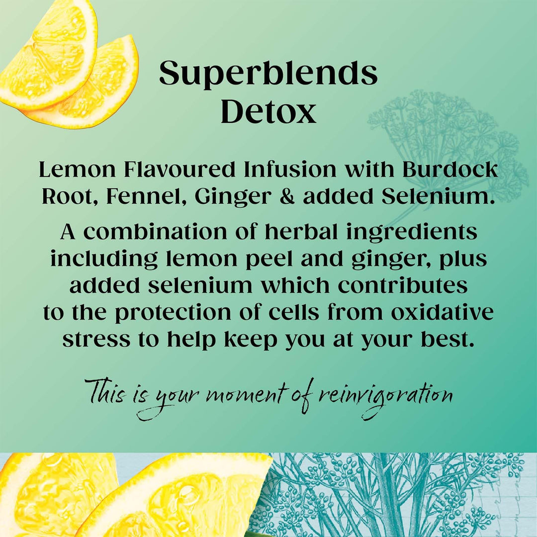 Twinings Detox Lemon Ginger & Burdock Root Herbal Tea Infusion with Fennel & Selenium, 80 Biodegradable Tea Bags