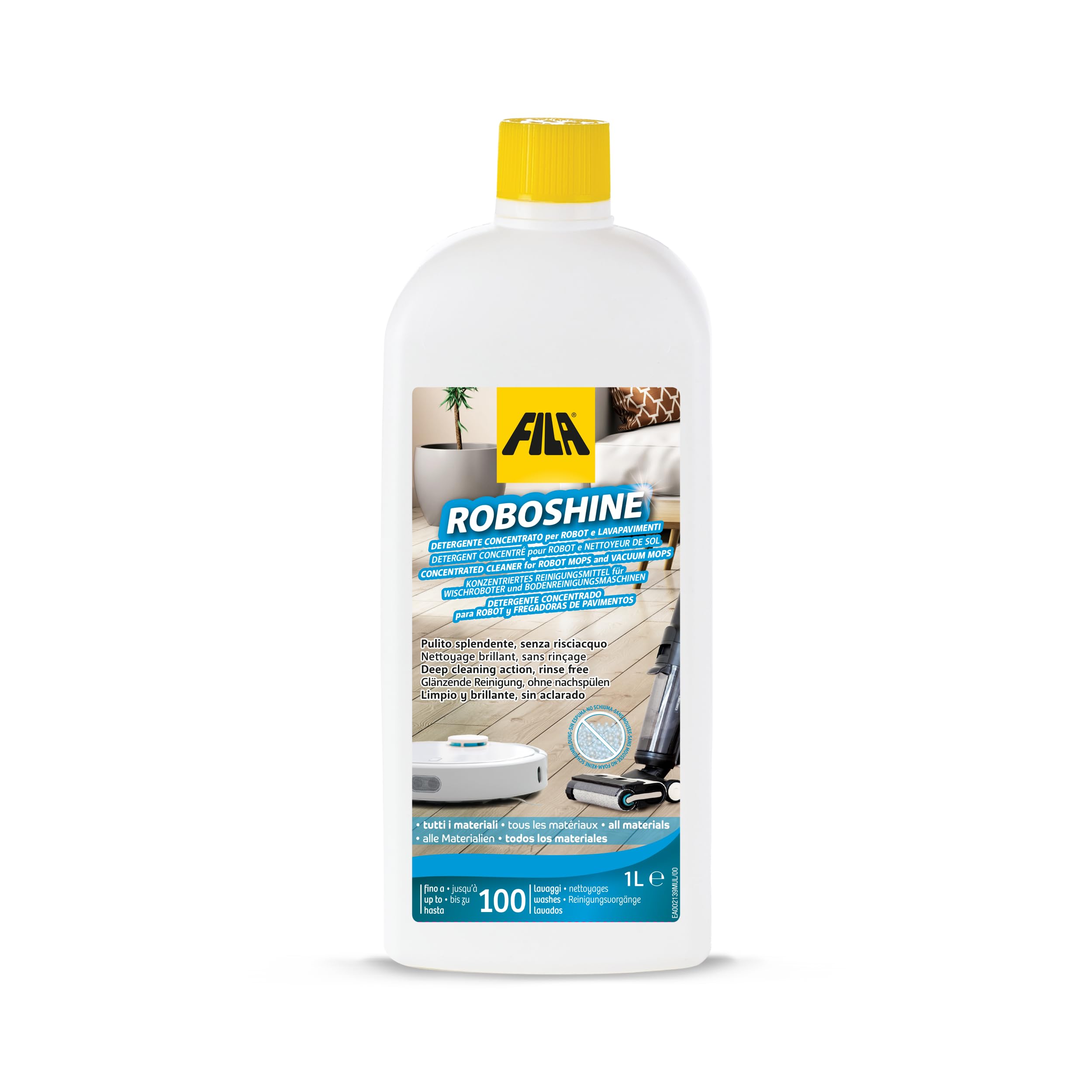 FILA Surface Care Solutions ROBOSHINE Robot Vacuum Cleaner Detergent | 1L | Spring Scent | Non-Foaming 1