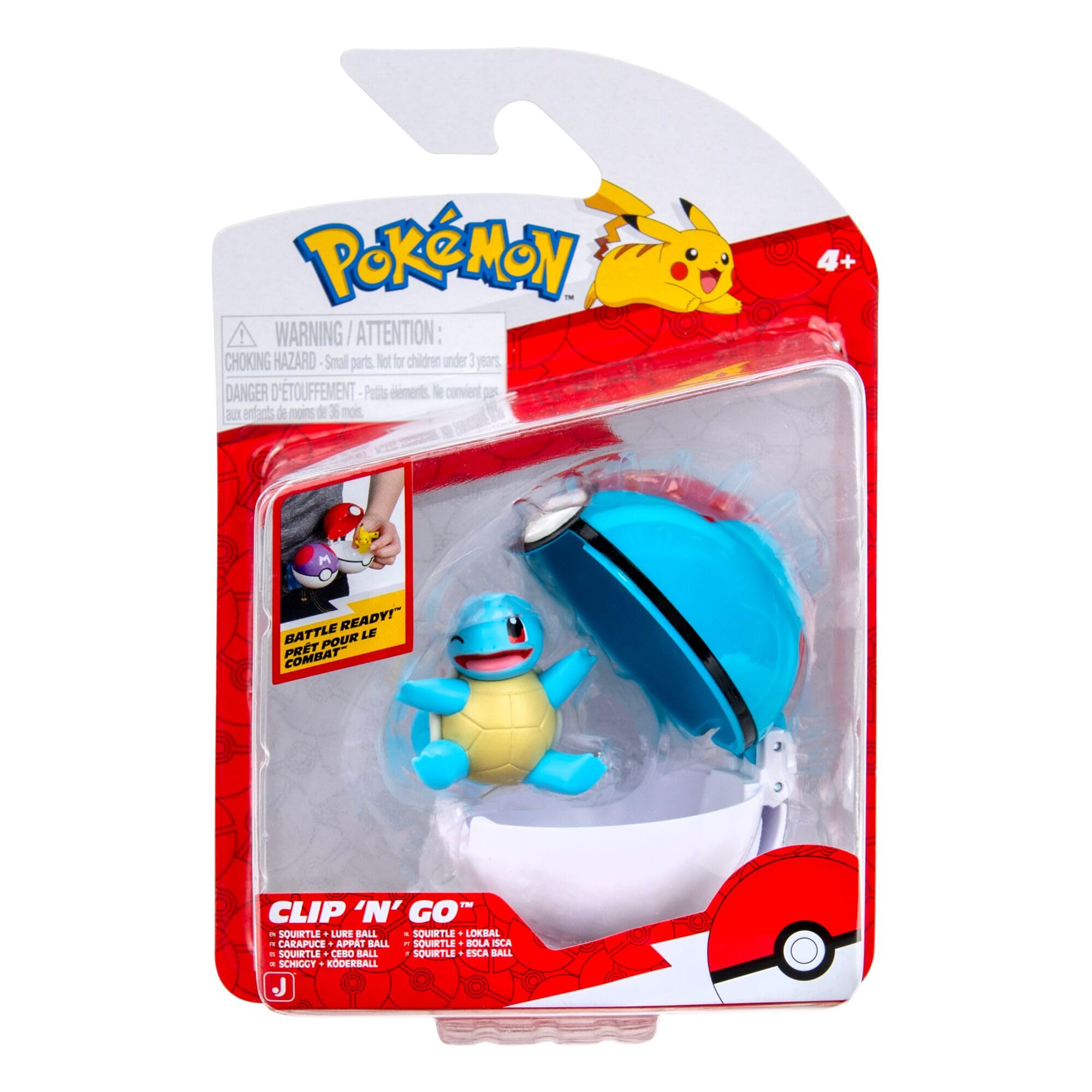 Pokémon Clip ‘N’ Go Squirtle and Lure Ball Set - 2-Inch Battle Figure | Classic Edition