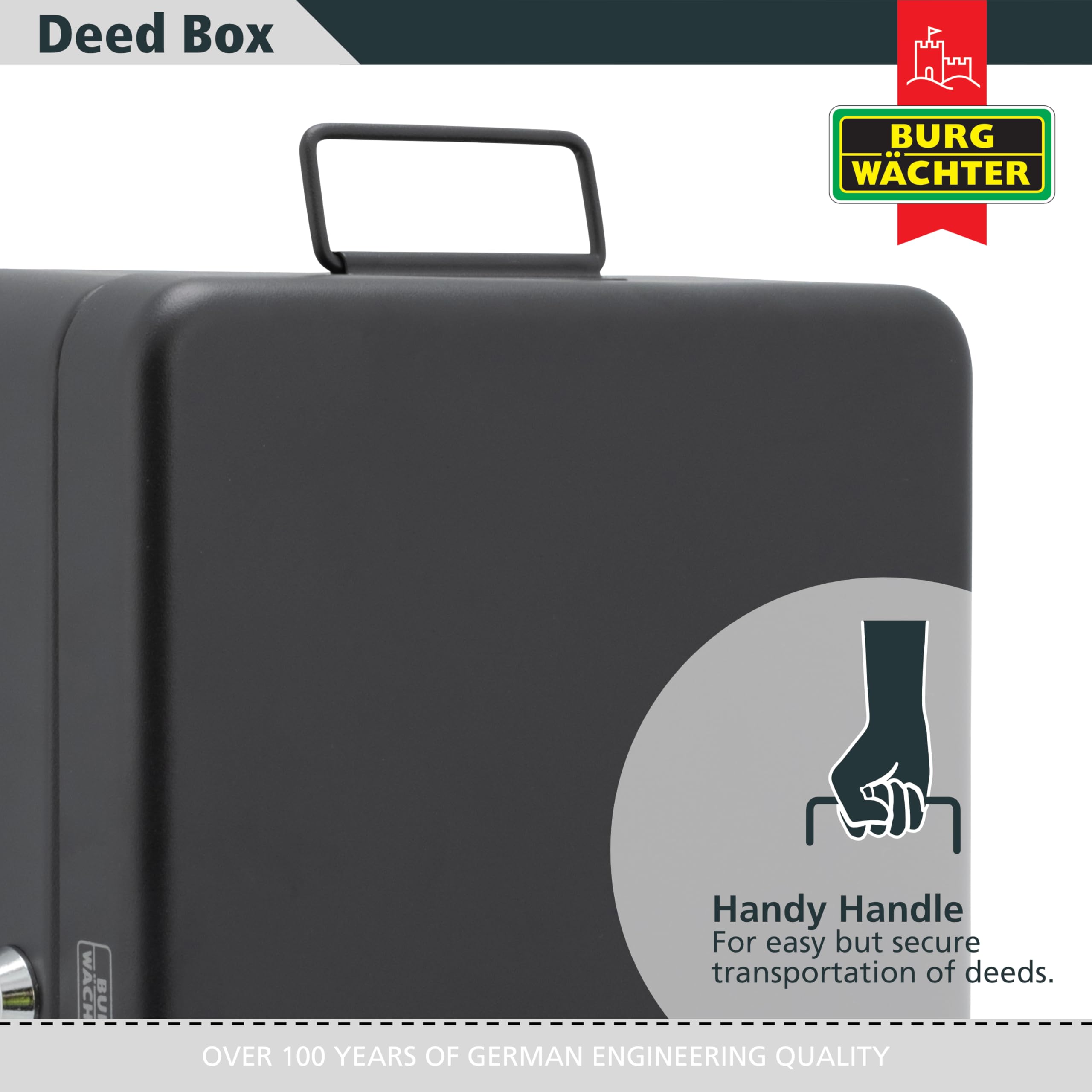 Sterling DB01 Deed Box - 12 Inch Capacity | Black Powder Coated Steel | Lockable 5