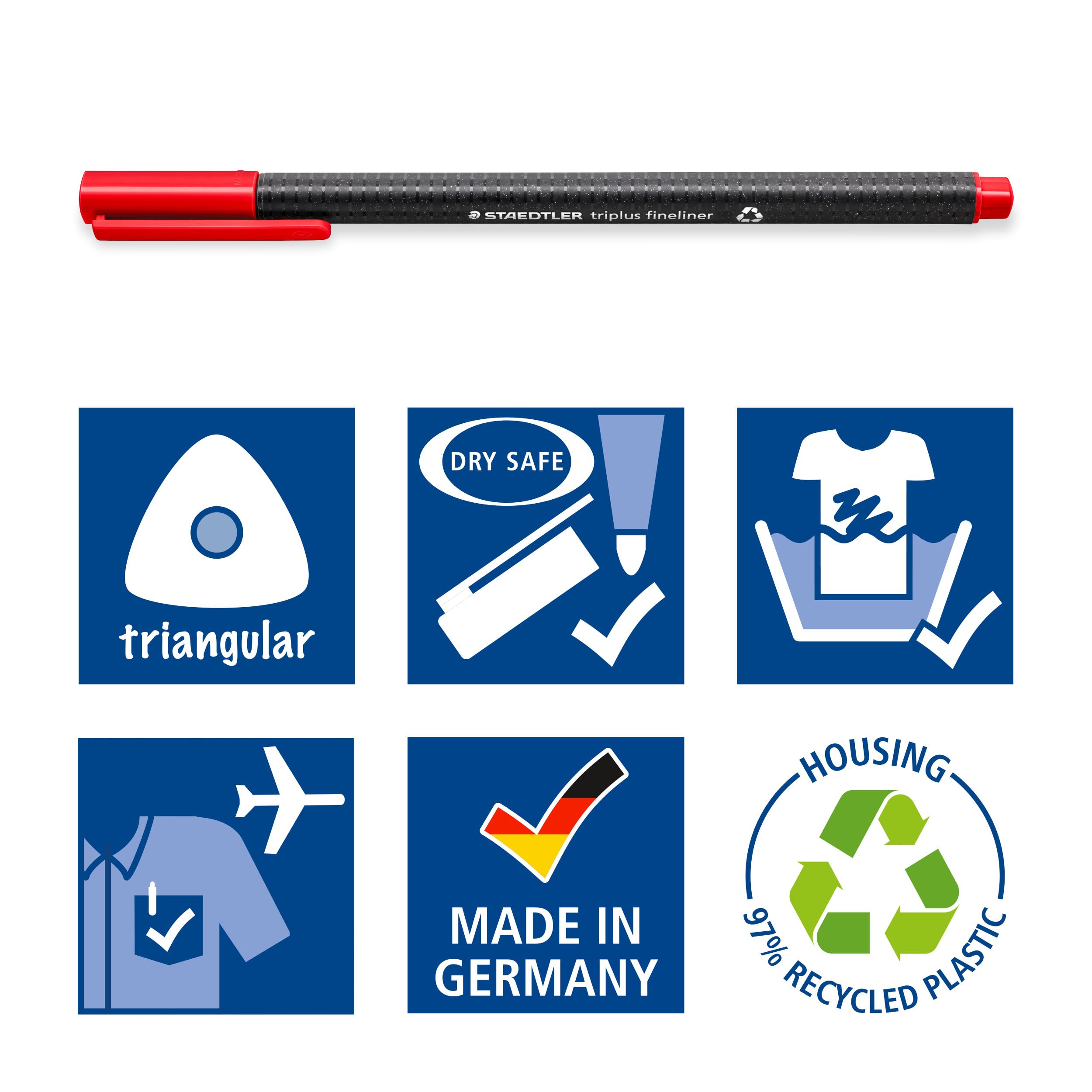STAEDTLER Triplus Fineliner Pens - Superfine 0.3mm Point | Pack of 20 Assorted Colours | Ergonomic Triangular Barrel 6