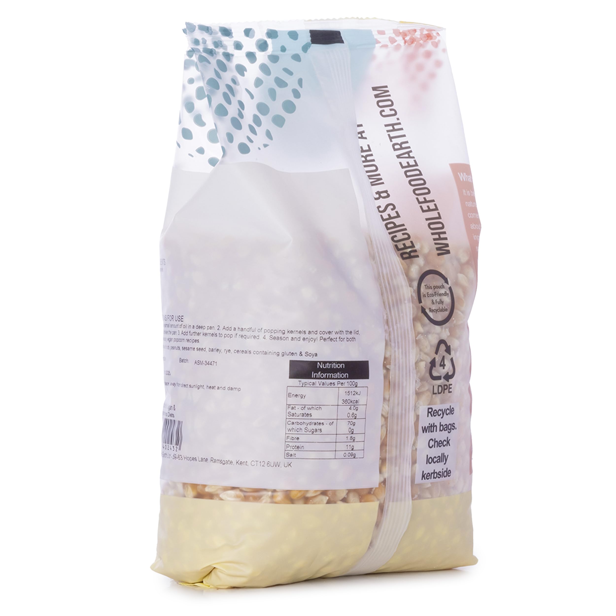 Wholefood Earth Popping Corn Kernels - 1 kg Bag | GMO-Free | Vegan Friendly 2