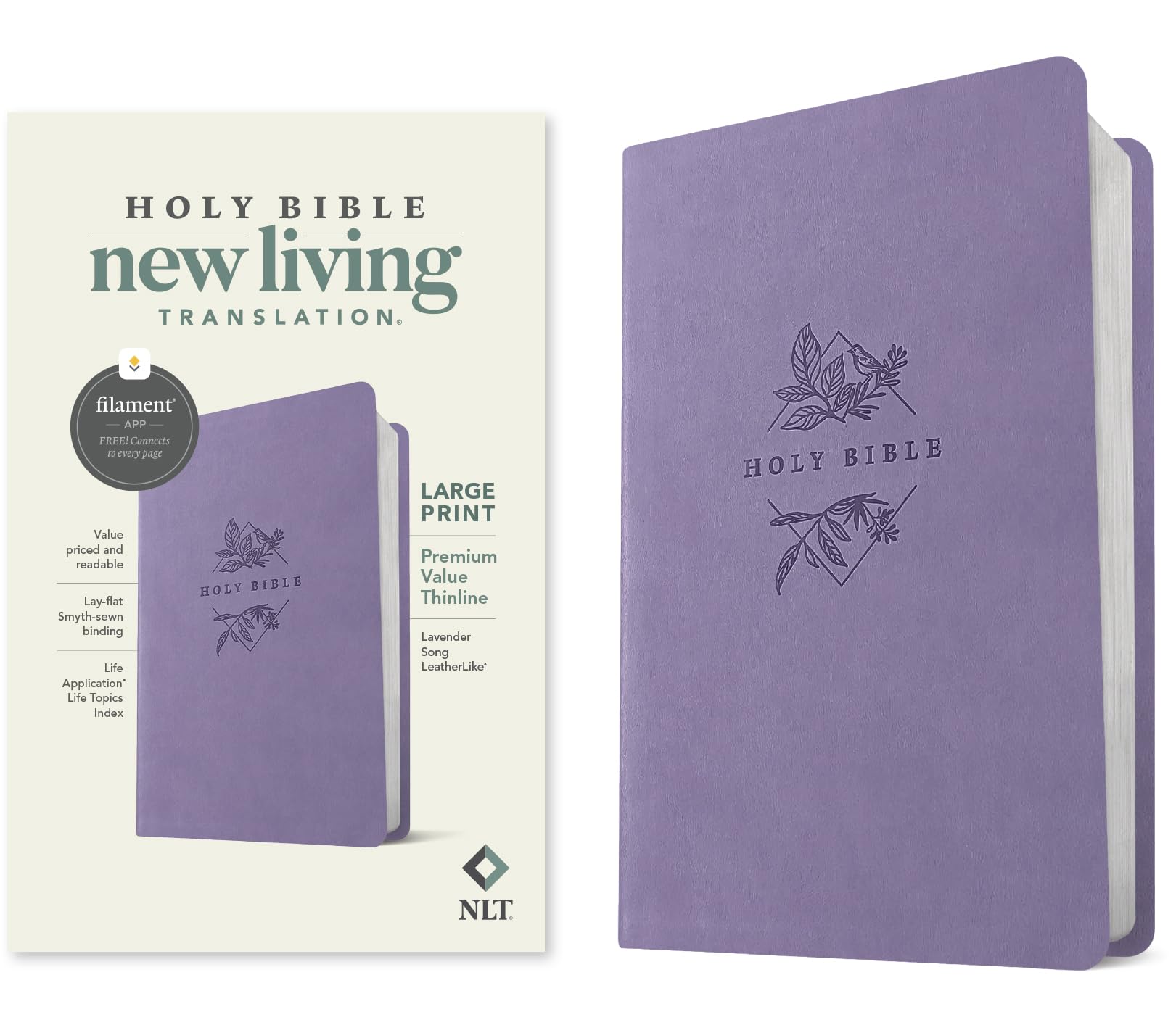 Tyndale NLT Large Print Premium Value Thinline Bible - New Living Translation | Imitation Leather | Purple 1