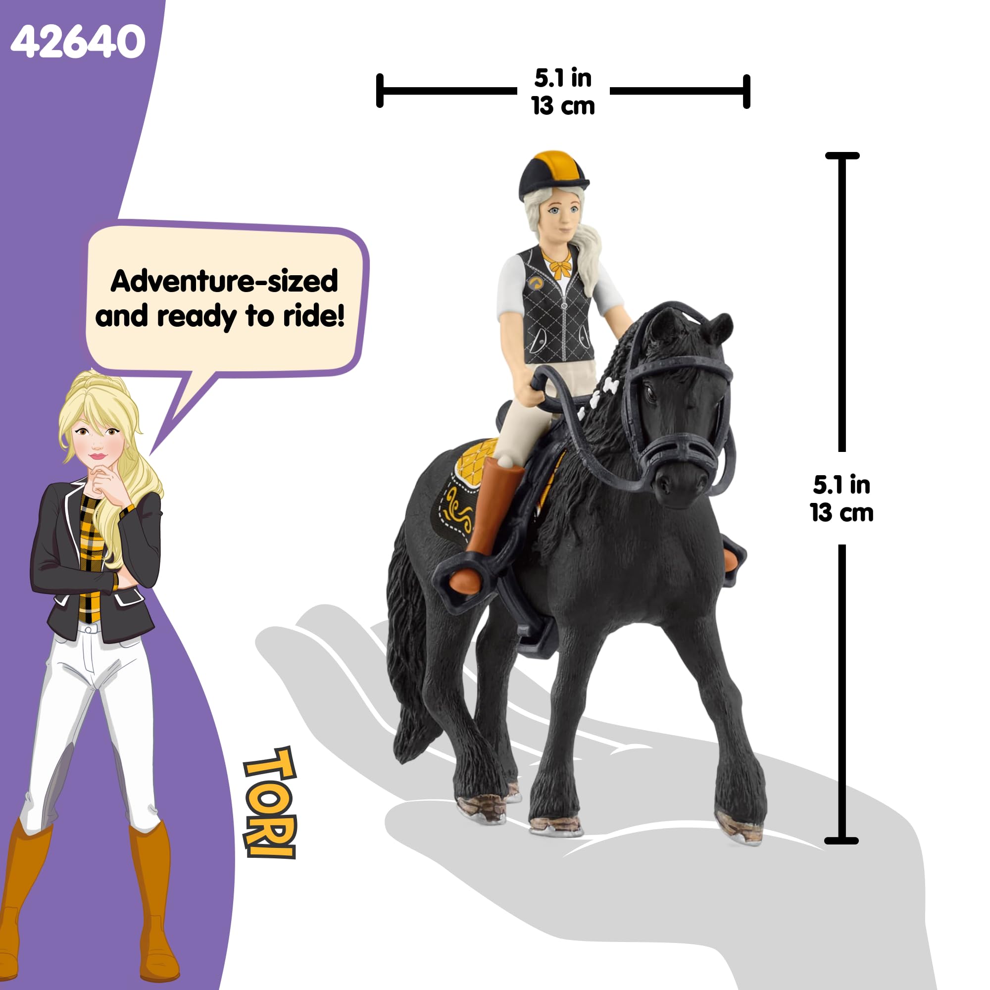 Schleich Horse Club Tori & Princess Playset - 8 Pieces | Ages 3+ 7