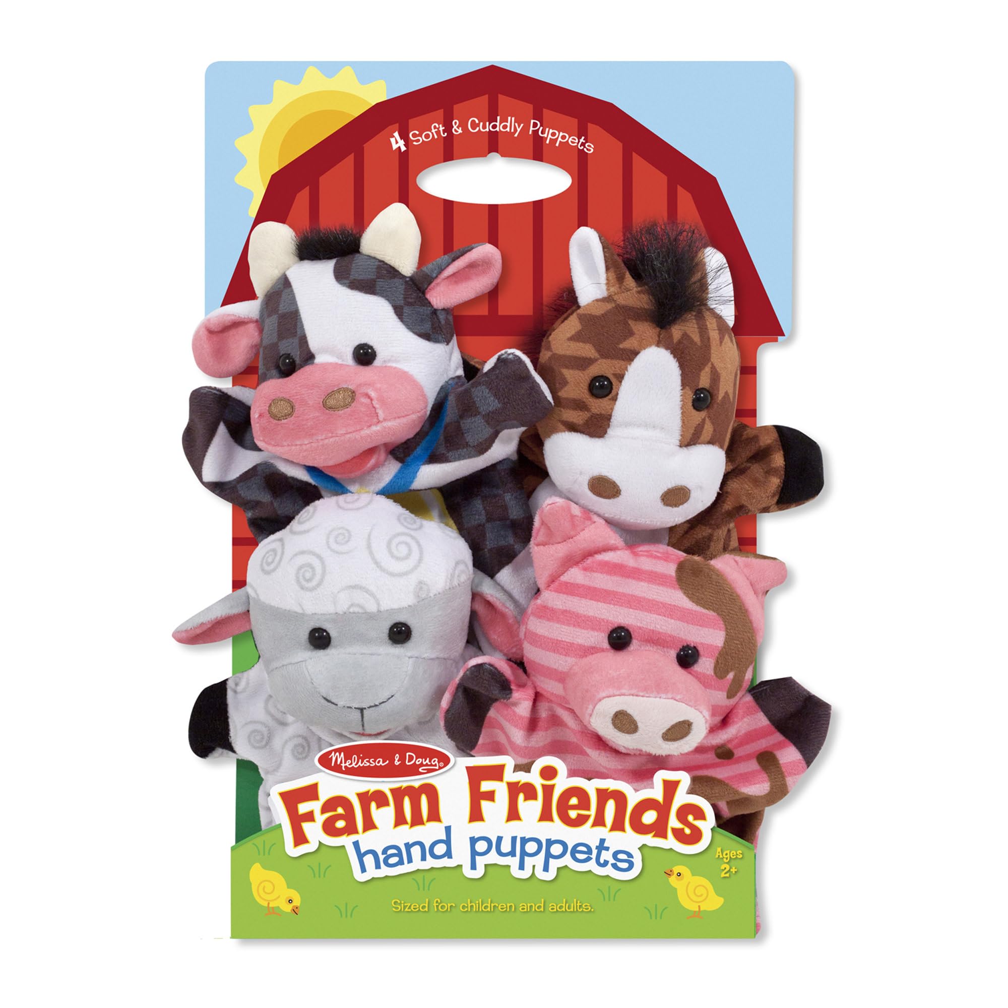 Melissa & Doug Farm Friends Hand Puppets - 4-Piece Soft Puppet Set for Toddlers 2+ 12