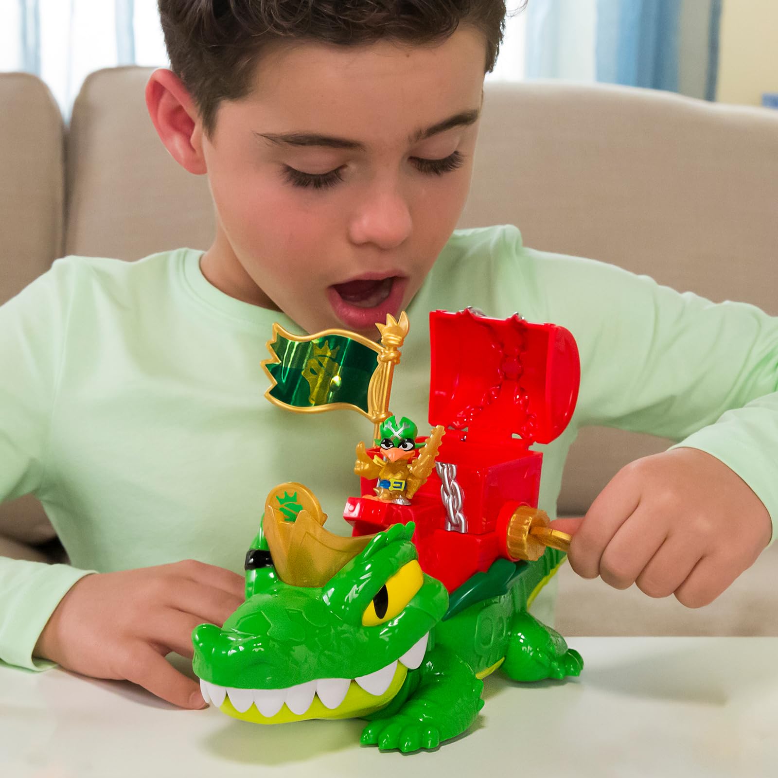 PIRATIX ADVENTURE WORLD King Croc Articulated Crocodile Figure | Includes Captain Jawcrush & Treasure 7