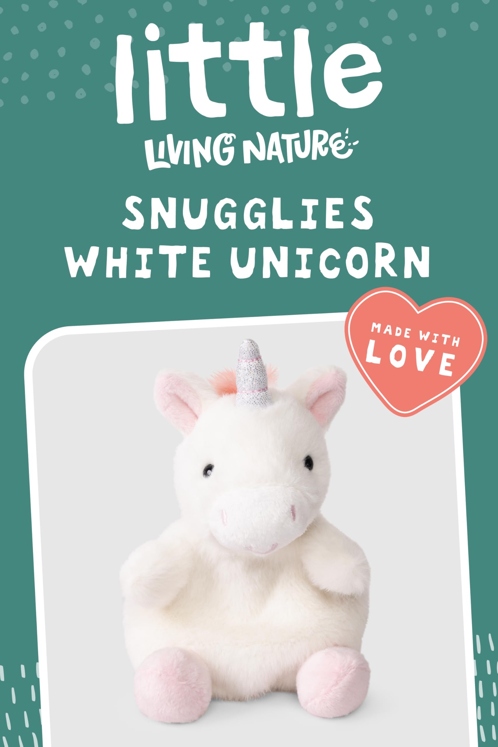 Living Nature Little Snugglies White Unicorn Plush Toy - Soft Stuffed Animal for Kids 0+ 4