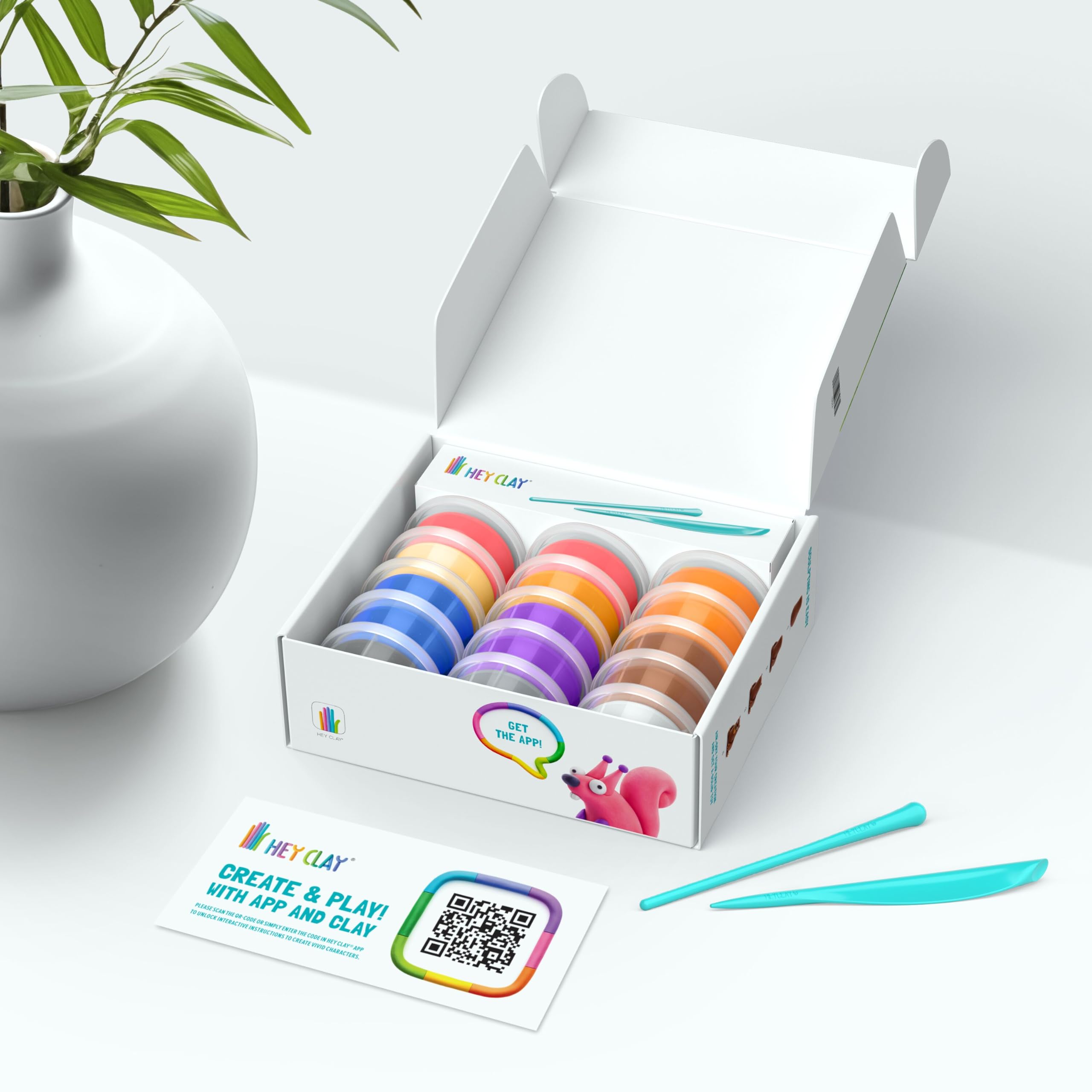 HEY CLAY Air Dry Clay - 15 Cans, Tools, App Access | Vibrant Colors | Ages 3+ 2