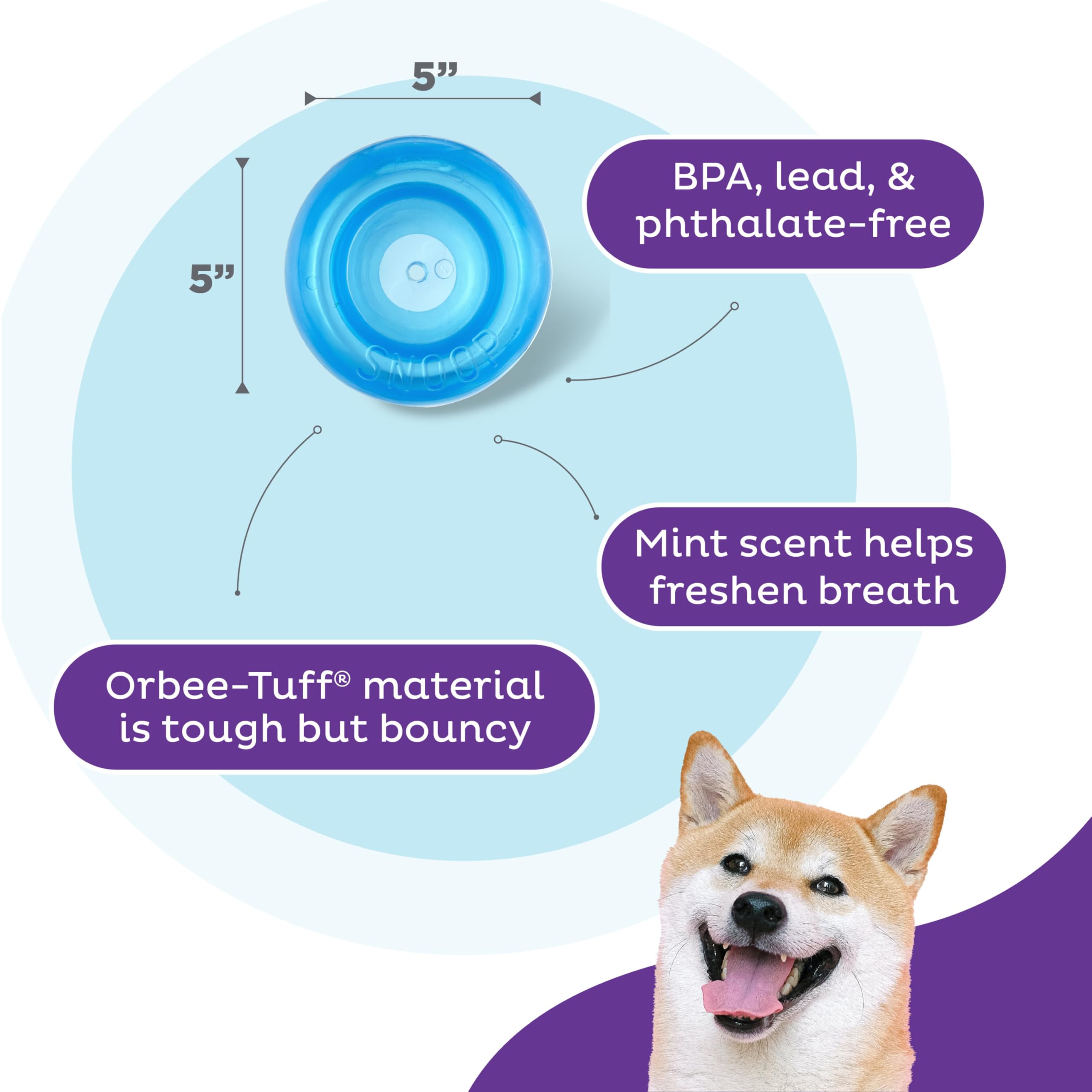 Outward Hound Orbee-Tuff Snoop Interactive Treat Dispensing Dog Toy - Large, Blue, Mint Scented 3