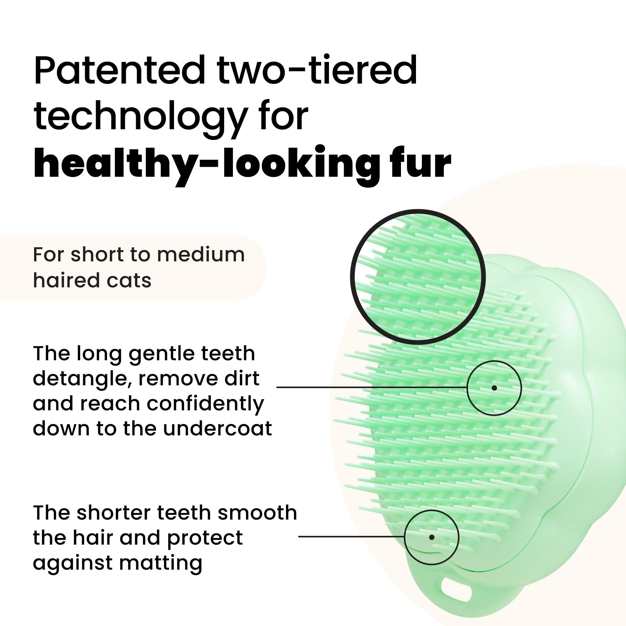 Tangle Teezer Pet Teezer Cat Brush - For Short to Medium Fur | Green Plastic 2