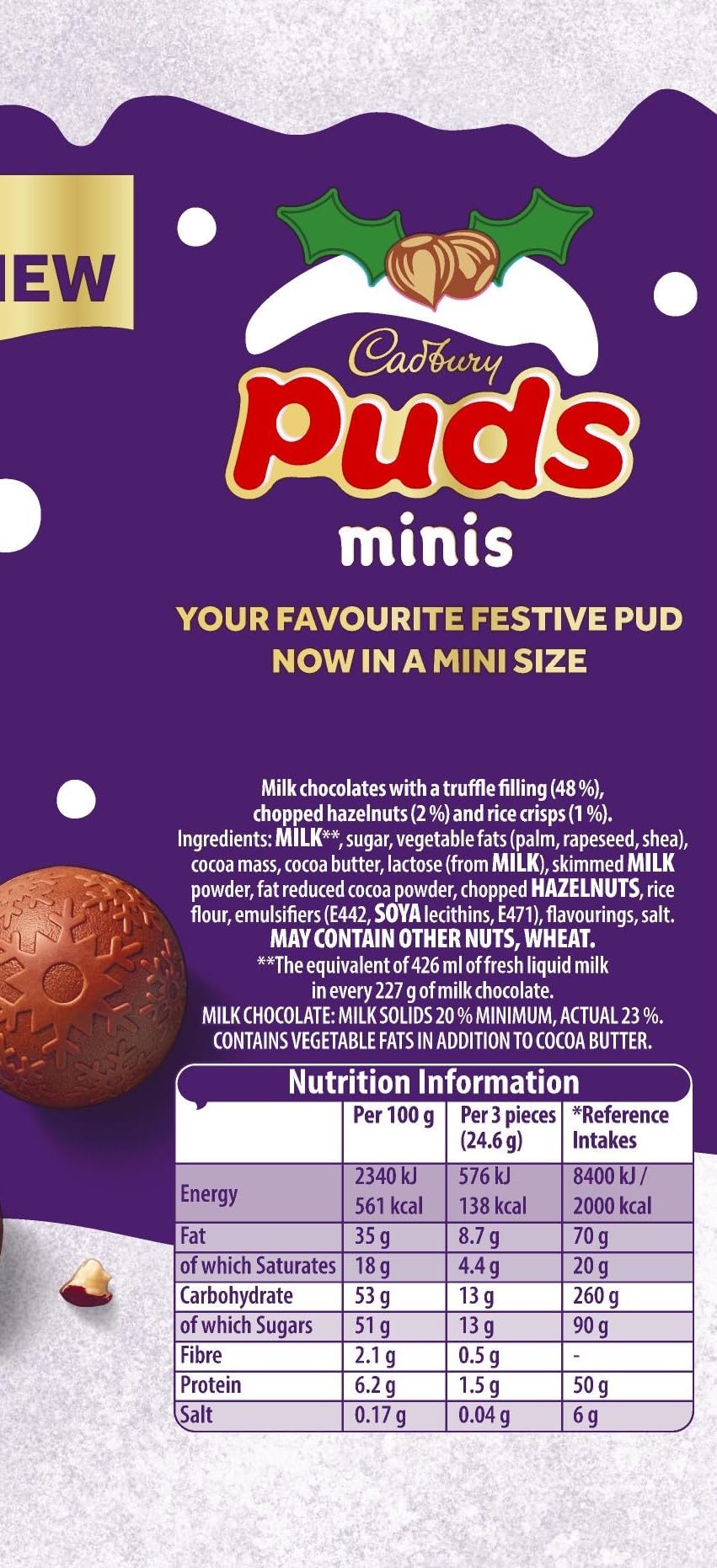 Cadbury Dairy Milk Christmas Mini Puds with Truffle Centre, Hazelnut & Rice Crisps